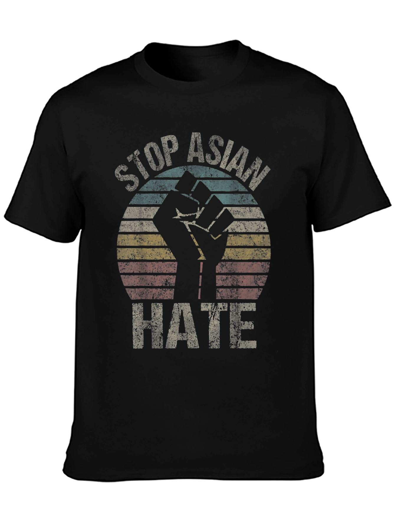 Black Stop Asian Hate T-Shirt Fist Graphic Tee Activism view 3