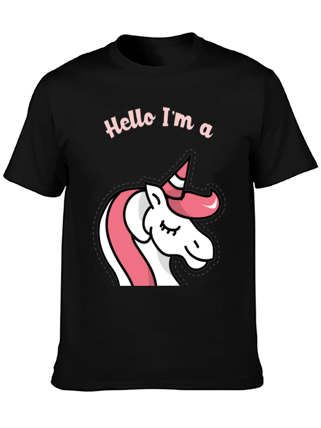 Black Hello I'm a Unicorn Black T-Shirt view 3
