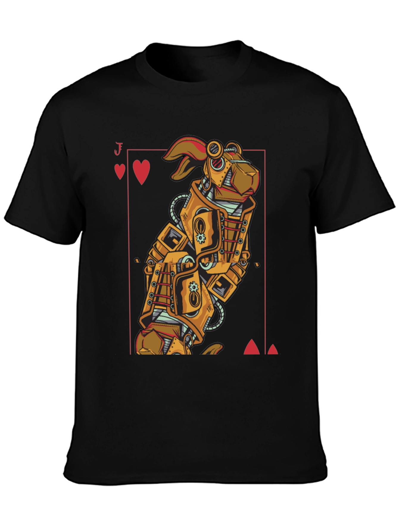 Black Steampunk Robot Rabbit T-Shirt - Jack of Hearts view 3