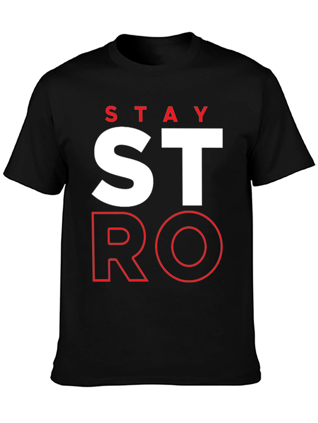Black Stay Strong Graphic Print Men's T-Shirt view 3