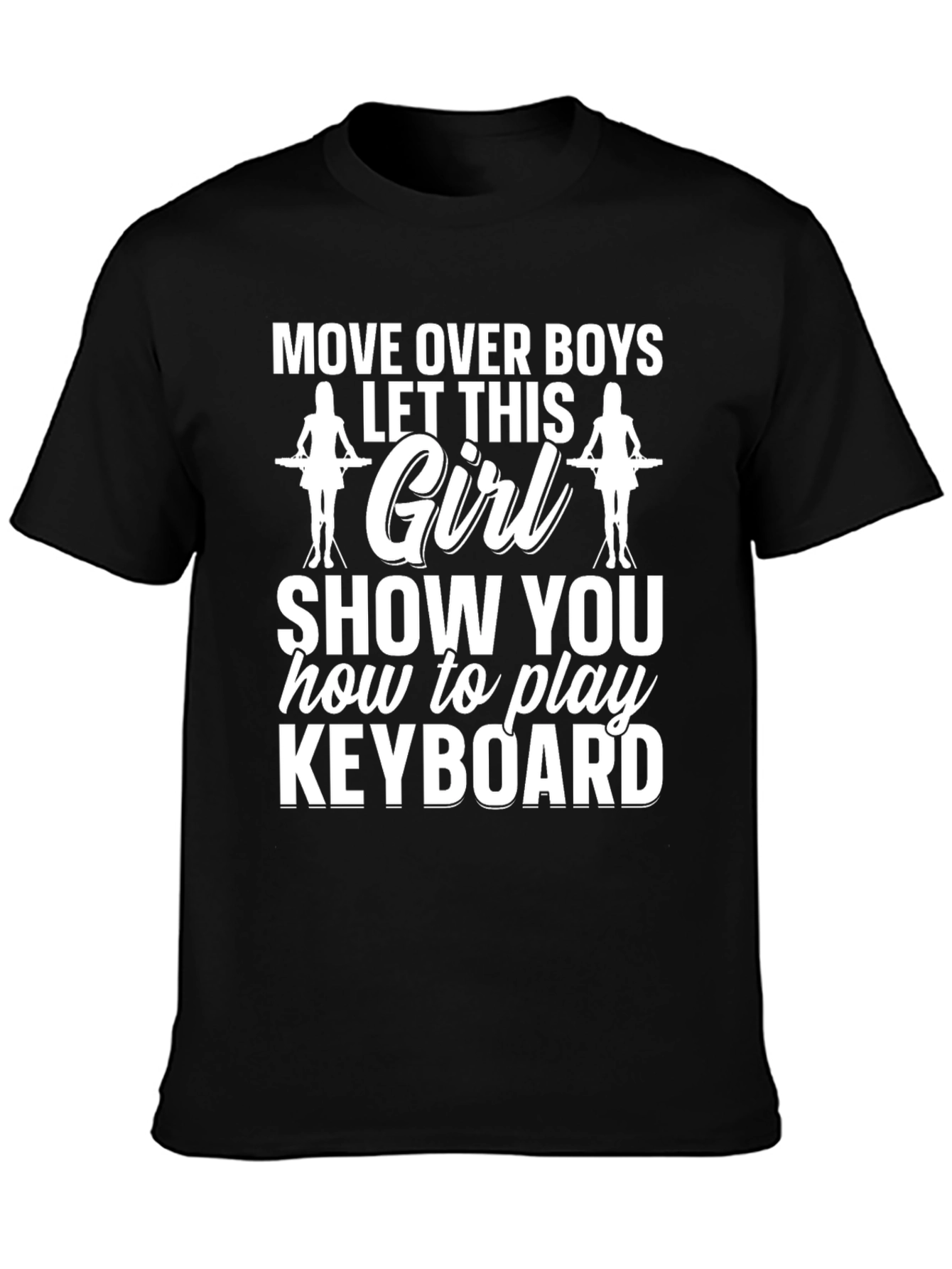 Black Move Over Keyboard Girl Graphic Tee - Black view 3