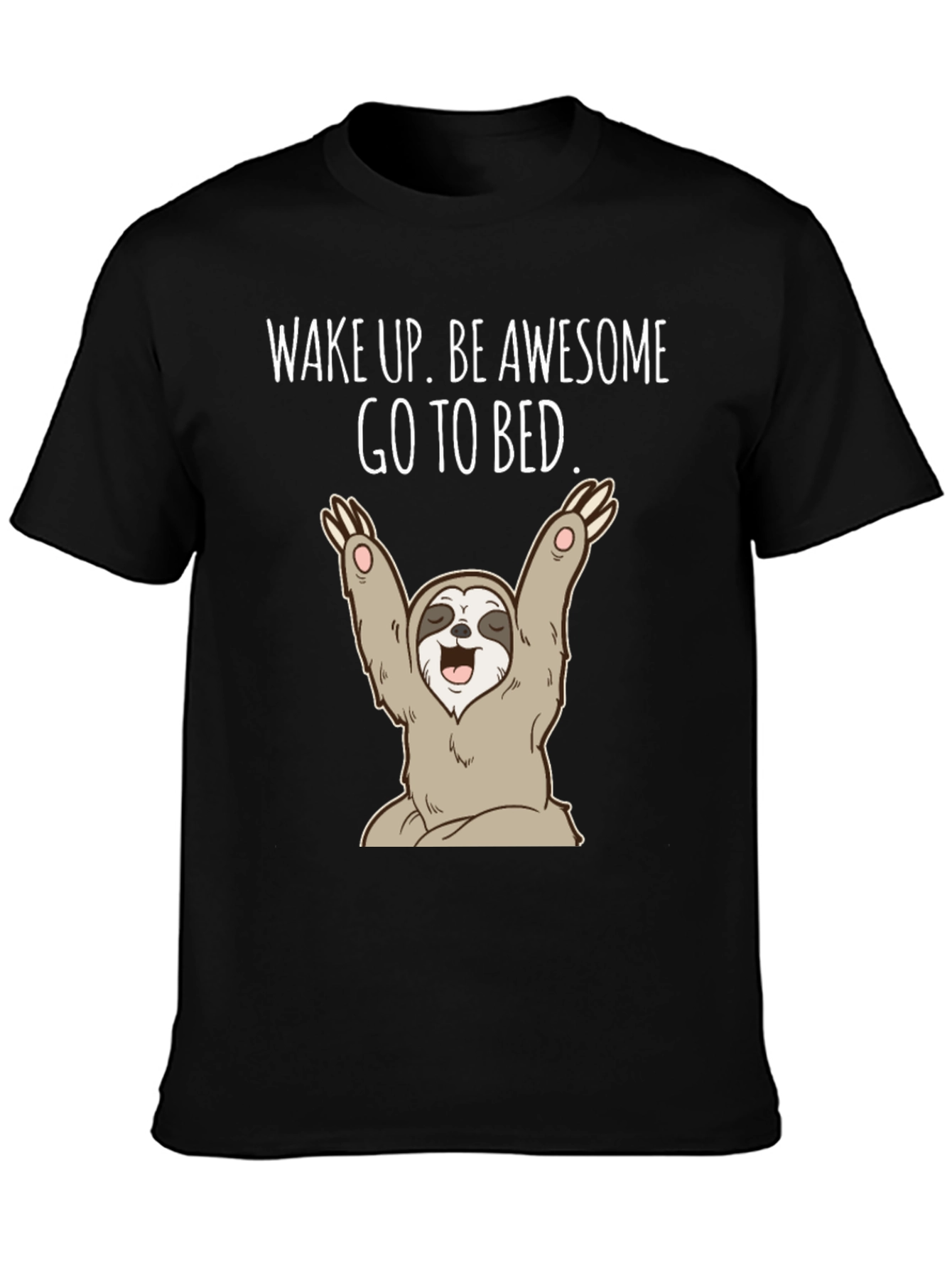Black Wake Up Sloth Graphic Tee view 3