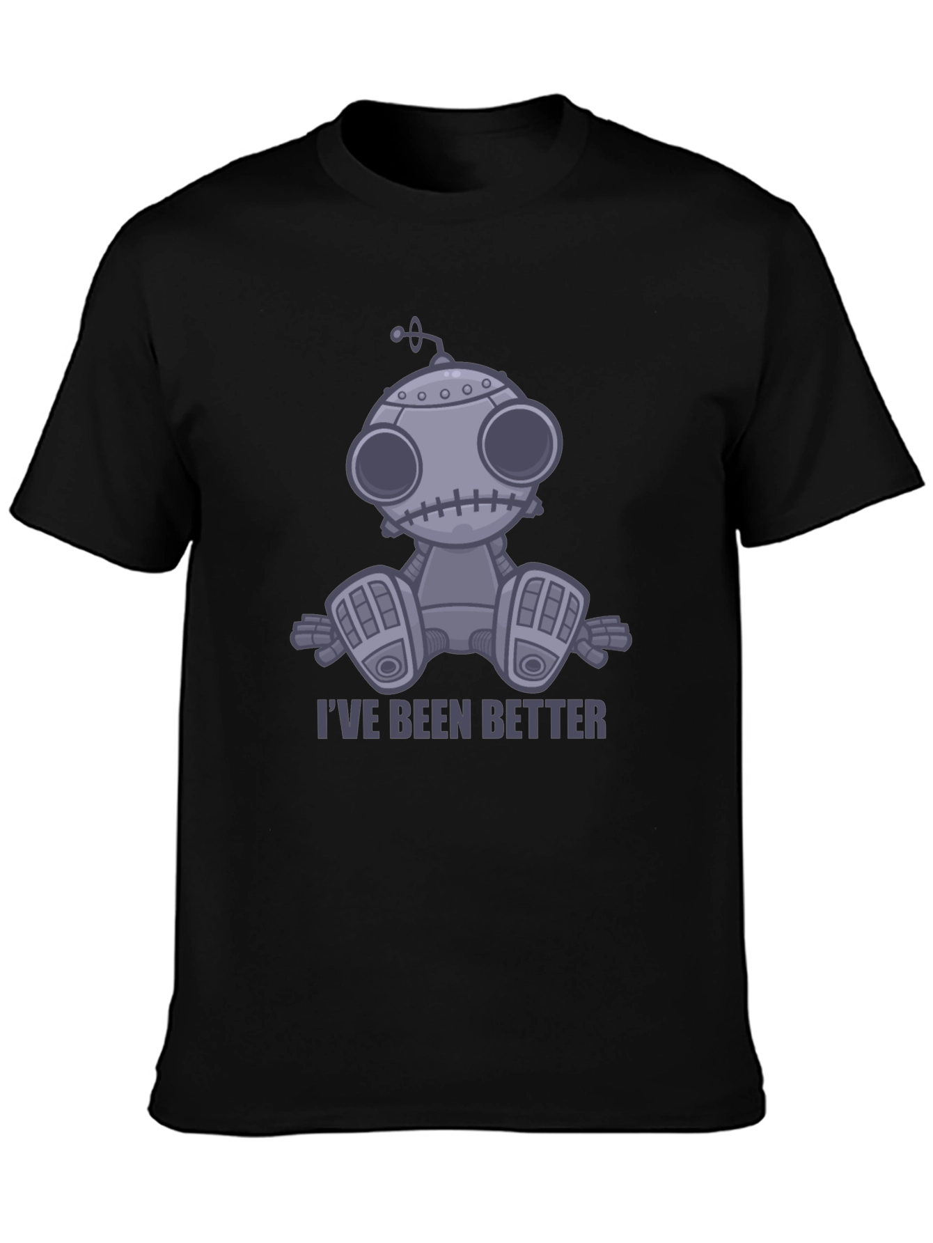 Black I've Been Better Robot T-Shirt - Unisex Graphic Tee view 3