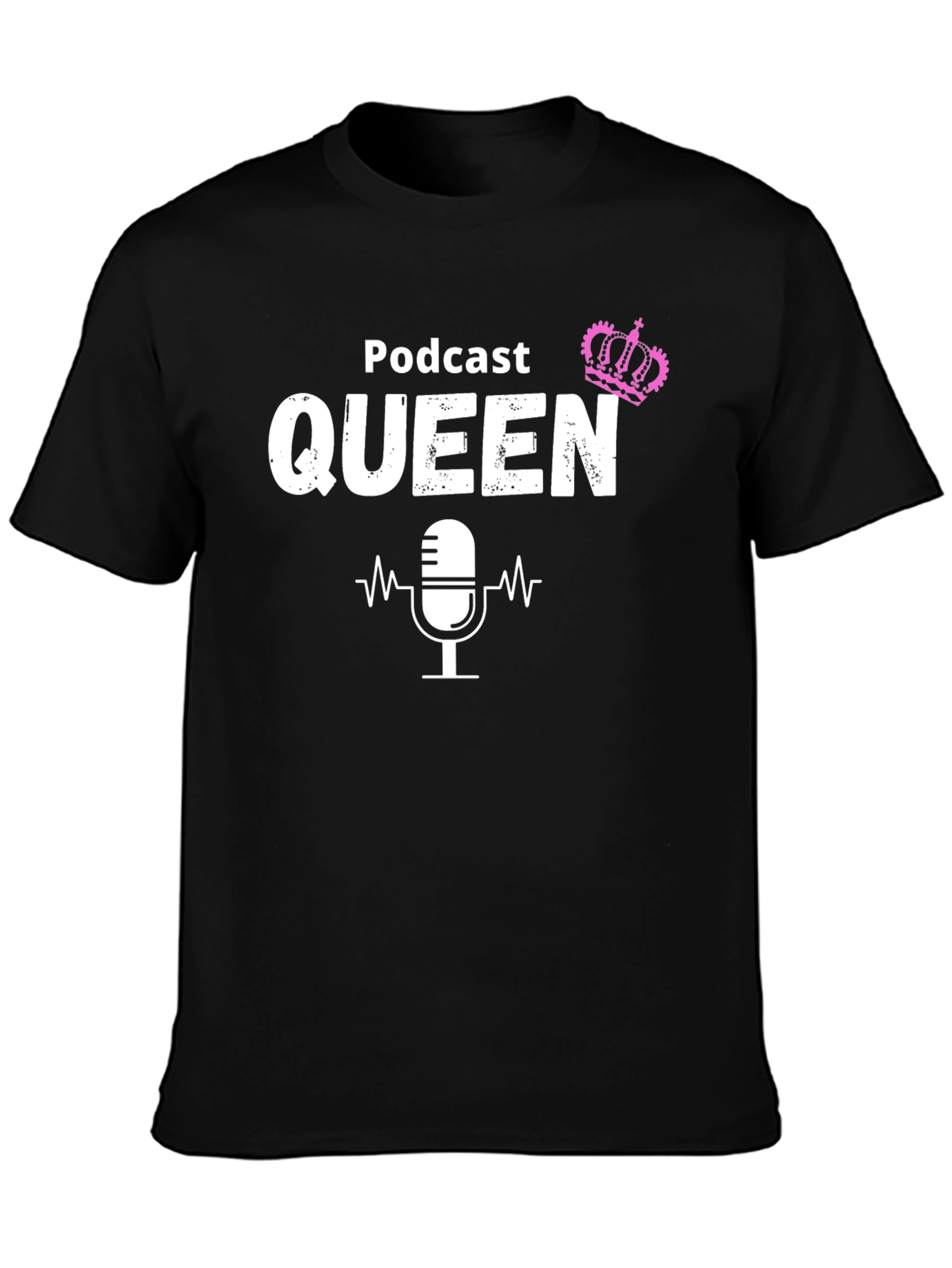 Black Podcast Queen T-Shirt - Perfect for Female Podcasters view 3