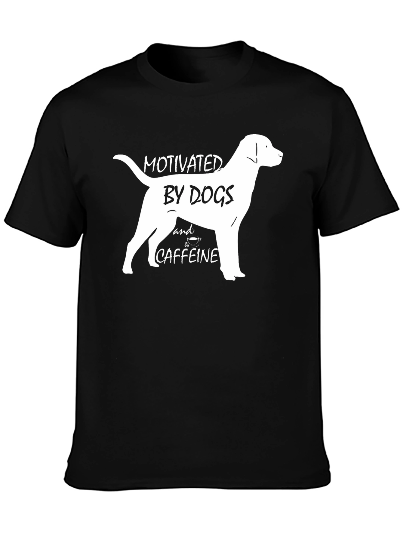 Black Motivated by Dogs and Caffeine Black T-Shirt view 3