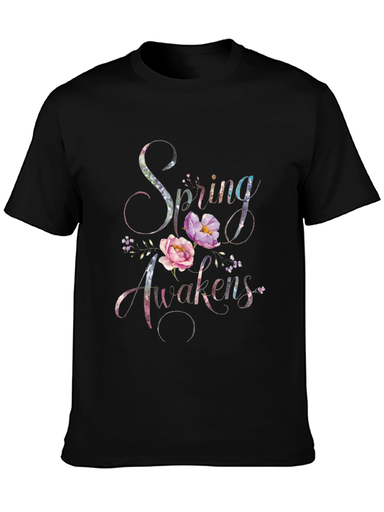 Black Spring Awakens Floral Print T-Shirt view 3