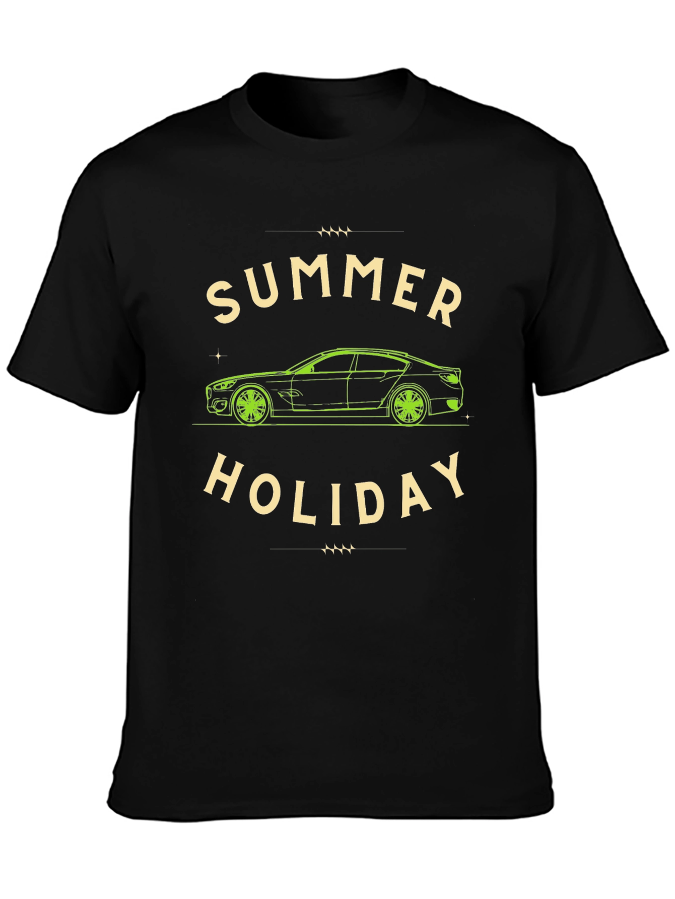 Black Summer Holiday Car T-Shirt view 3
