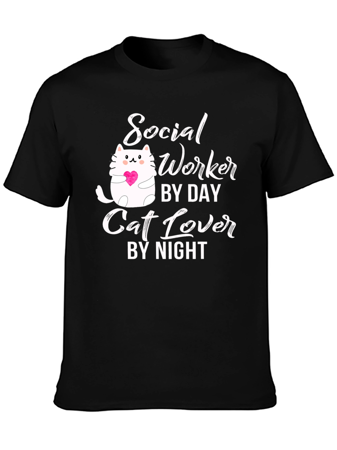 Black Social Worker Cat Lover T-Shirt view 3