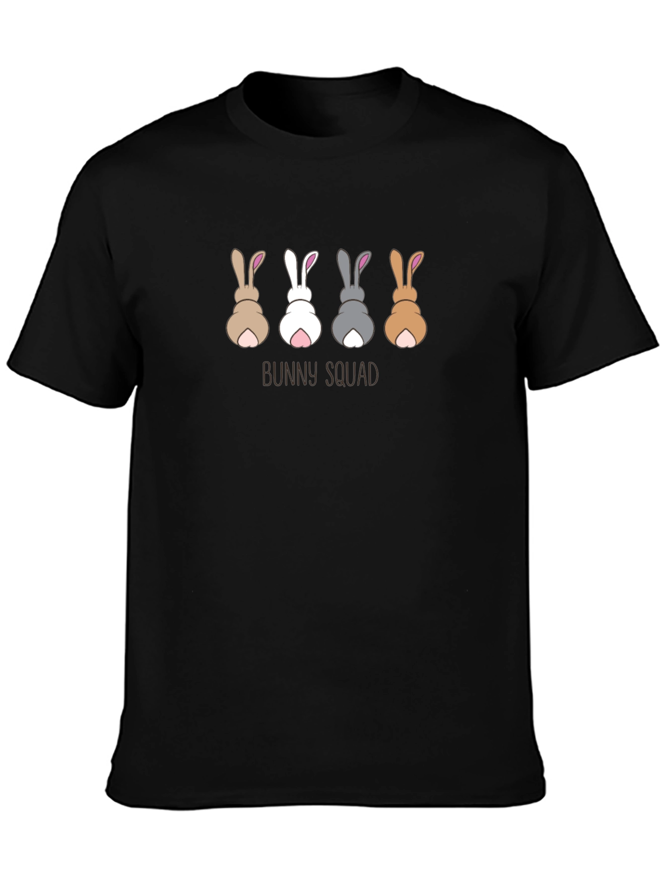 Camiseta Negra "Bunny Squad" Diseño Divertido