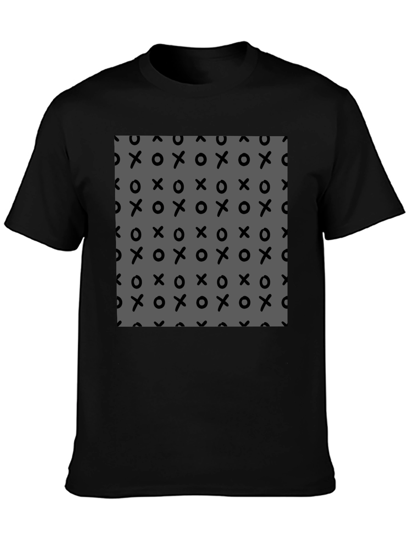 Black Abstract XO Pattern Black T-Shirt view 3