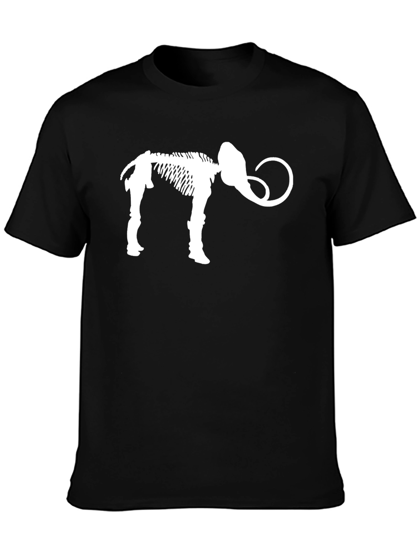 Black Mammoth Skeleton Graphic Tee - Black Cotton T-Shirt view 3