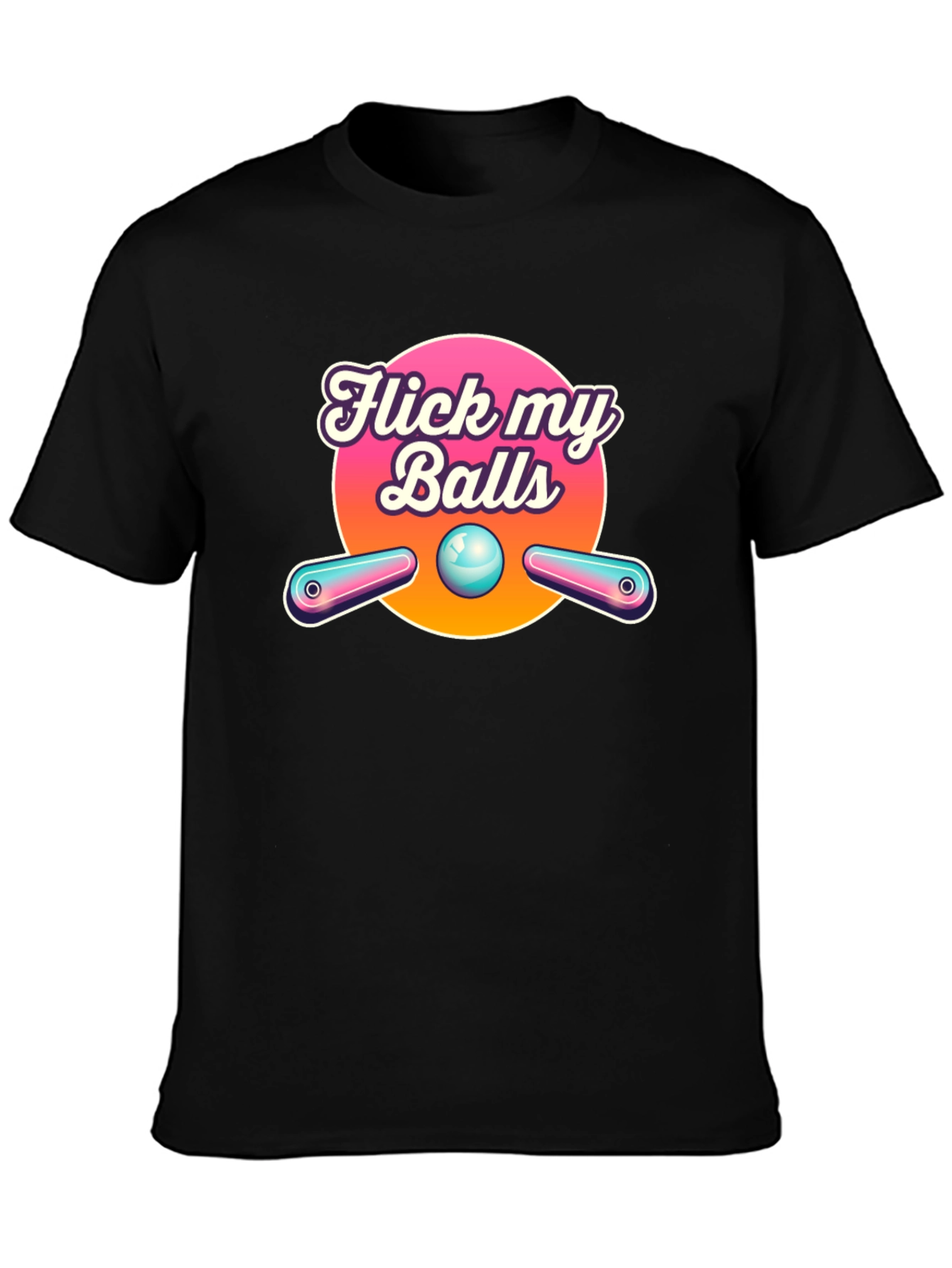 Black Flick My Balls Pinball T-Shirt - Funny Graphic Tee view 3