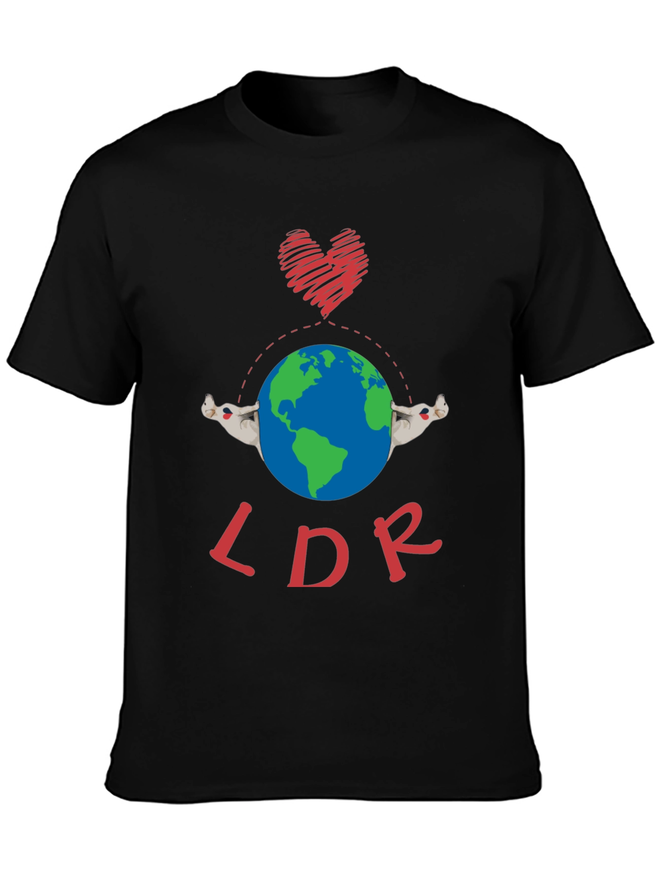 Black LDR Heart & Globe Graphic T-Shirt view 3