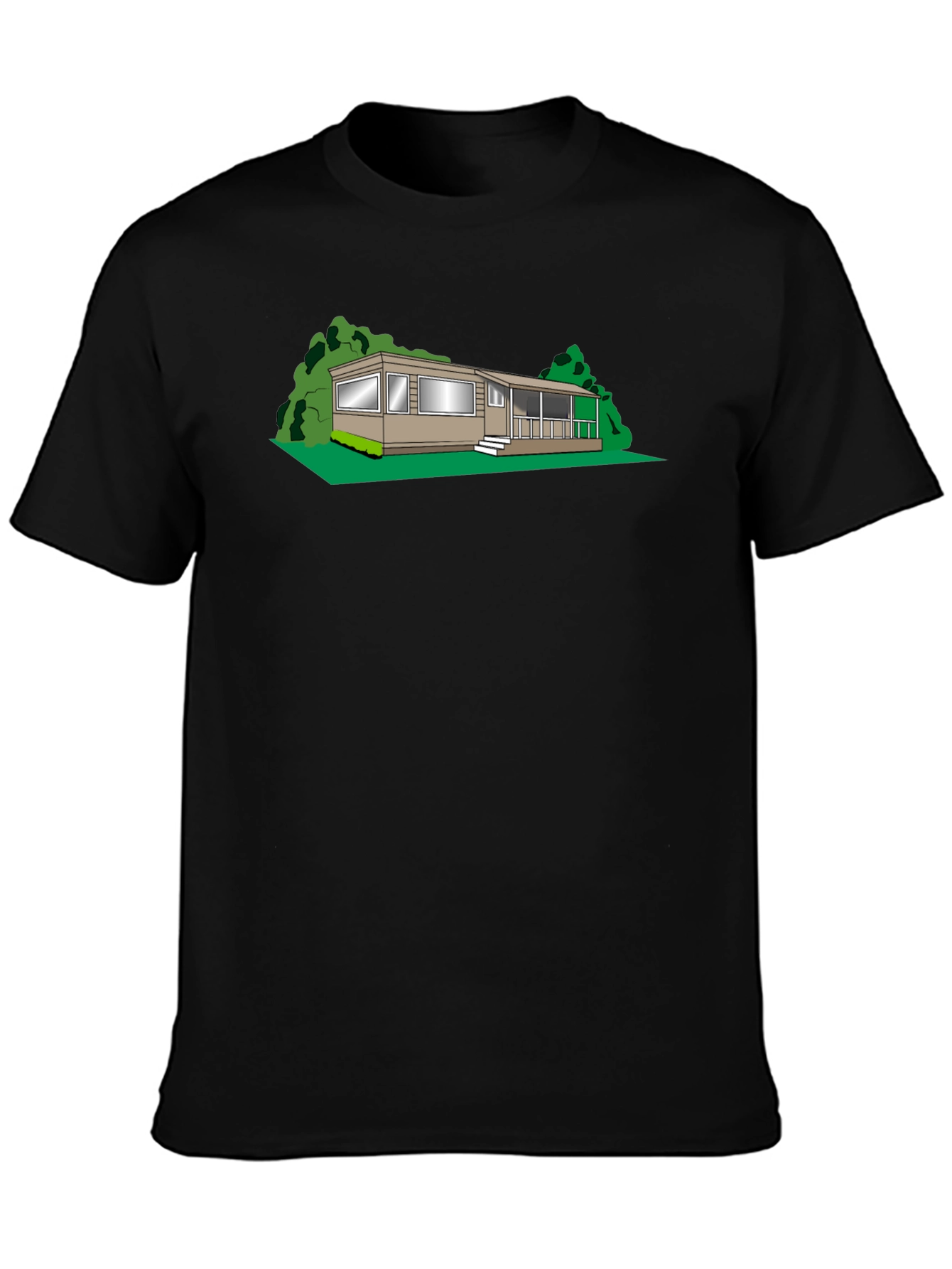 Black Mobile Home Graphic Tee - Novelty T-Shirt view 3