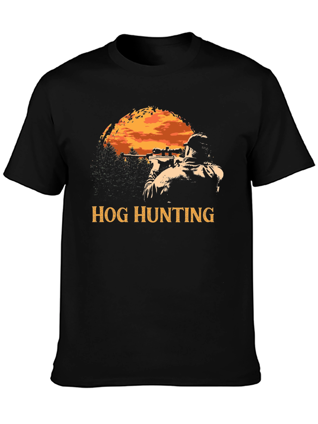 Black Hog Hunting T-Shirt - Hunter Graphic Tee view 3