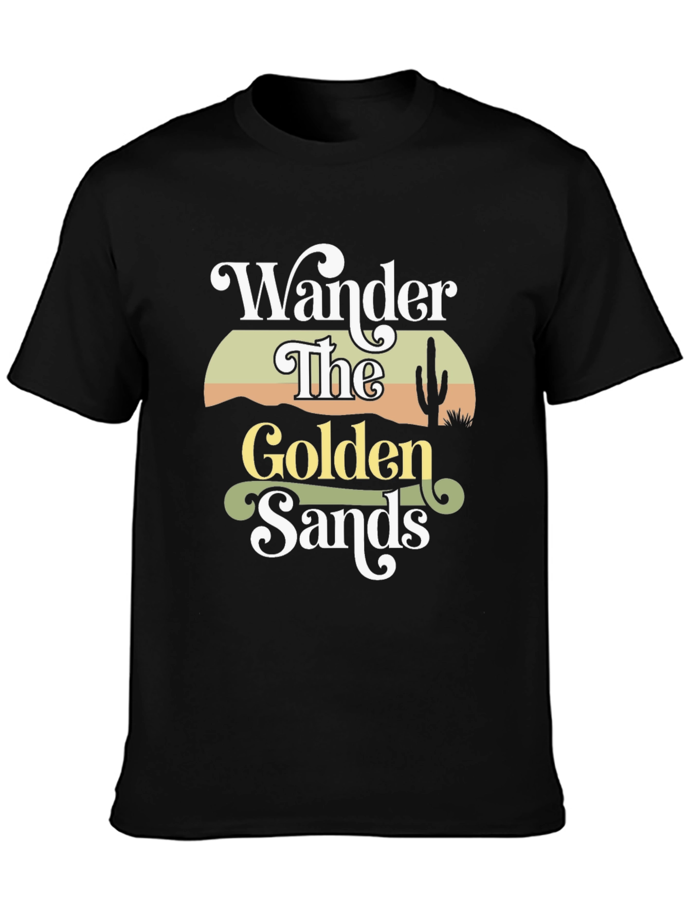 Black Wander the Golden Sands Graphic Tee - Black Cotton Comfort view 3