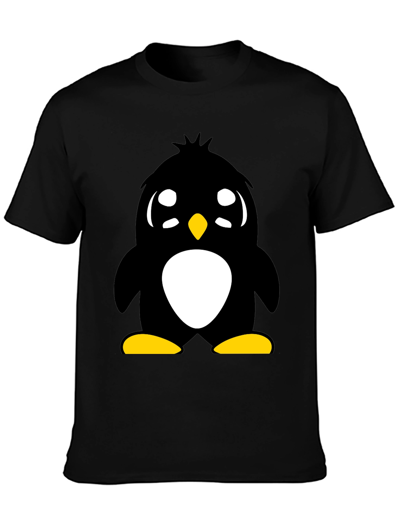 Black Cute Penguin Graphic Tee - Unisex Black T-Shirt view 3
