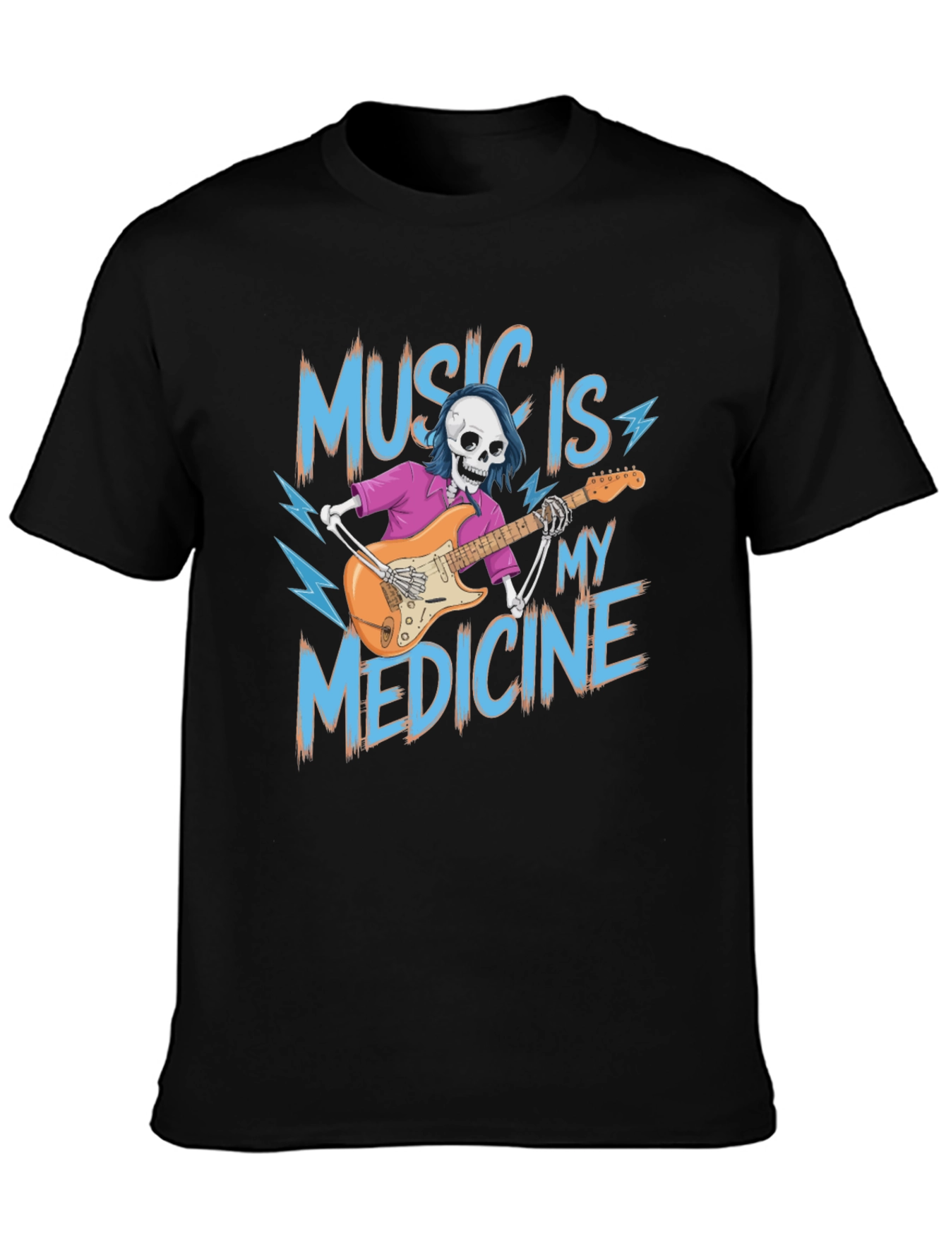 Black Music is My Medicine Skeleton Graphic T-Shirt view 3