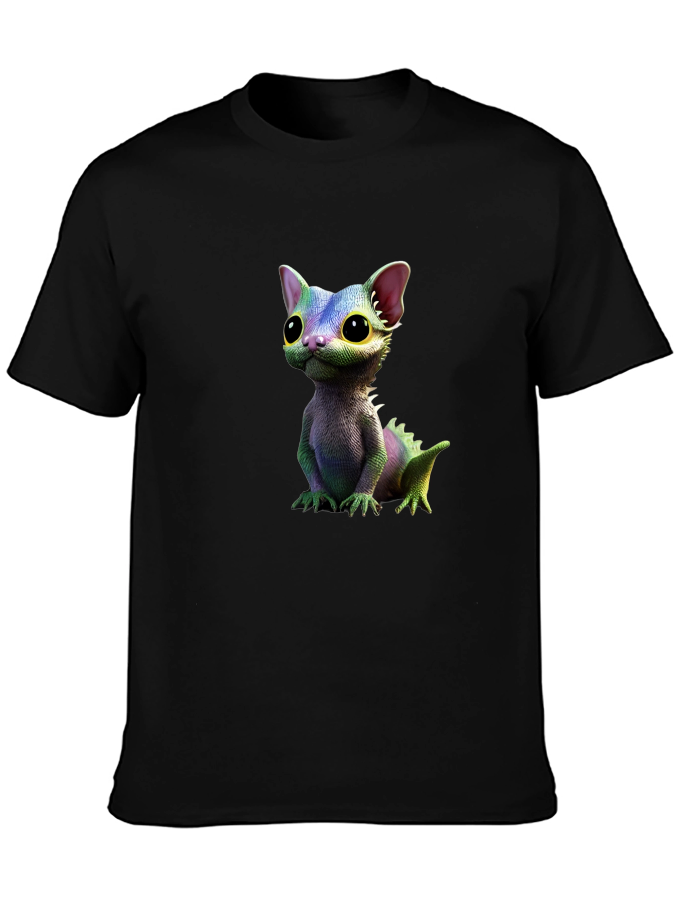 Black Cartoon Lizard Graphic Tee - Black T-Shirt view 3