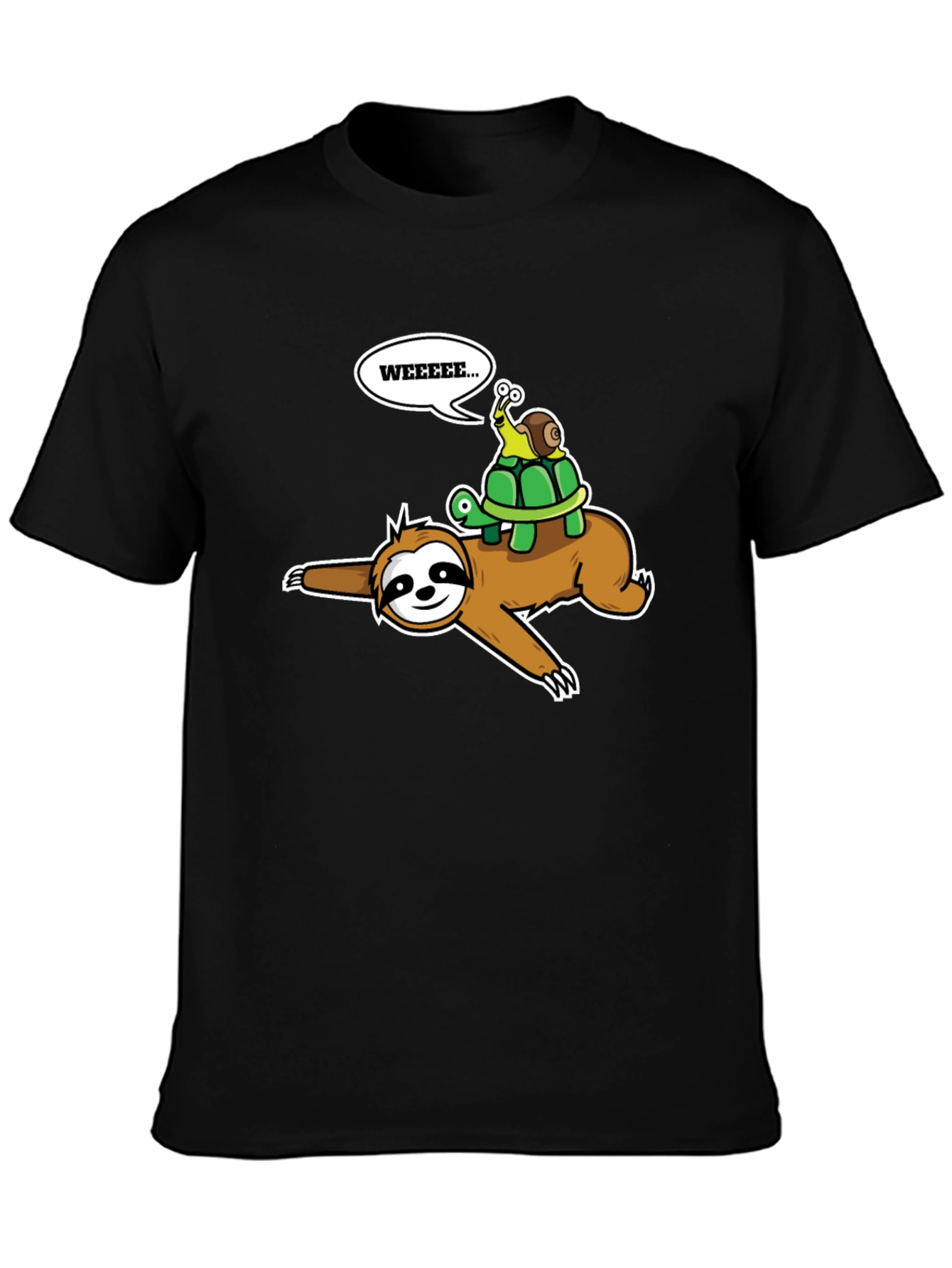 Black Sloth, Turtle & Snail Tee - 'WEEEEE...' Humor! view 3