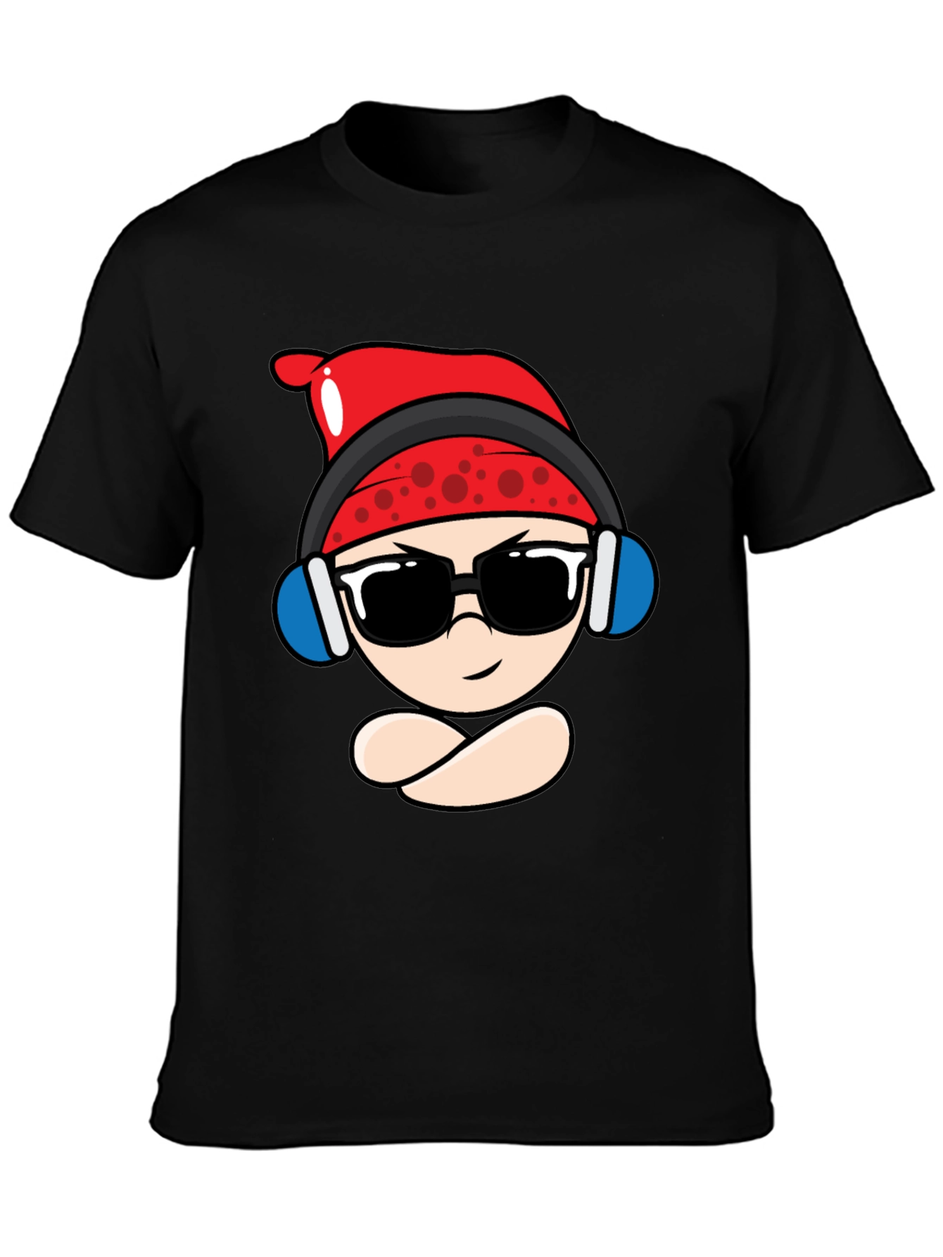Black Cool Cartoon Character Black T-Shirt view 3
