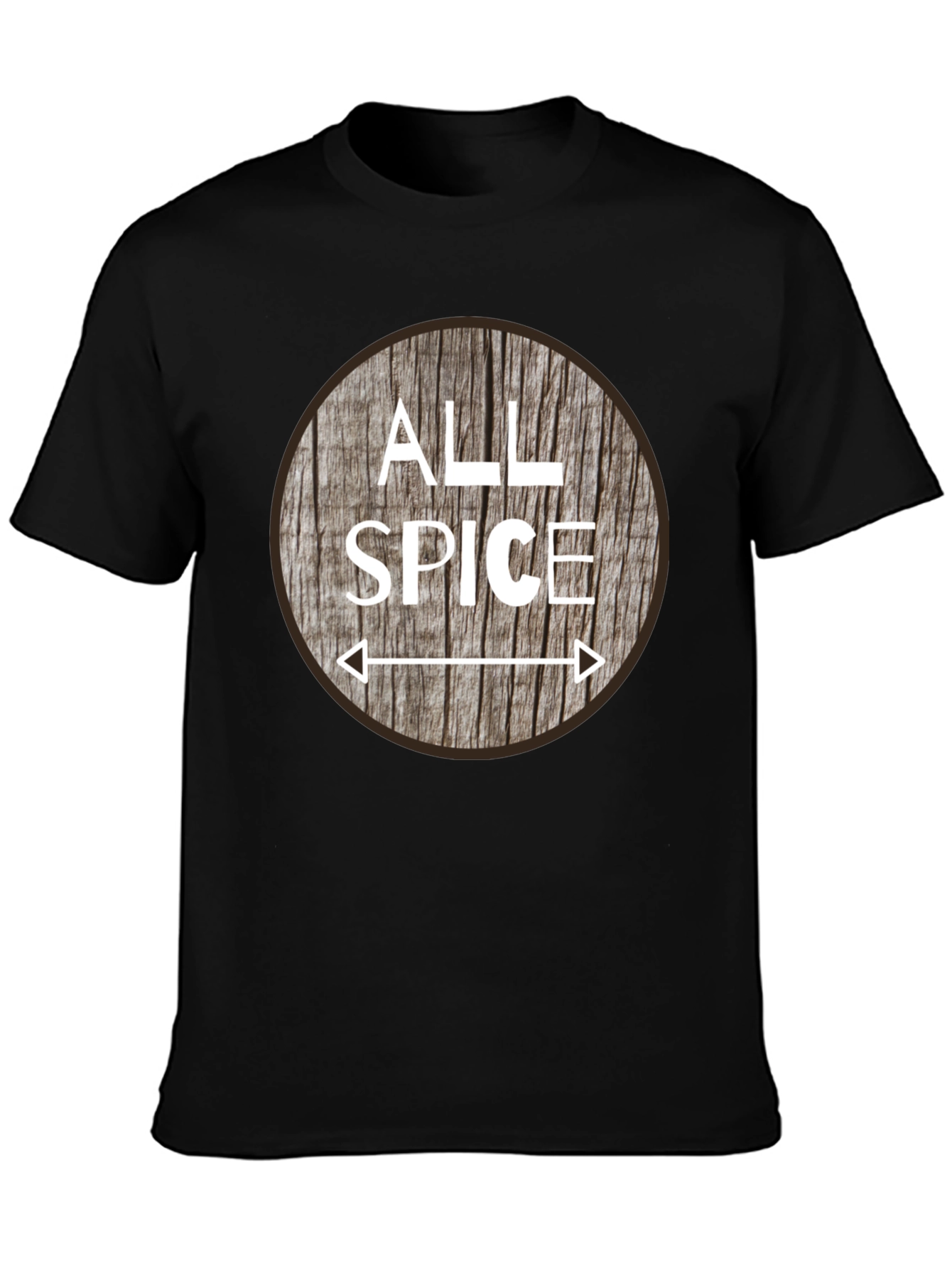 Black All Spice Graphic T-Shirt, Wood Grain Design view 3