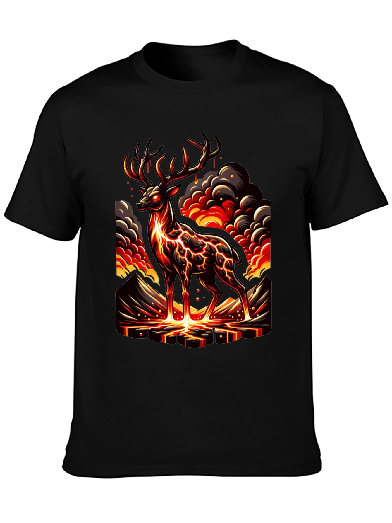 Black Lava Deer Graphic Tee - Men's Black T-Shirt view 3