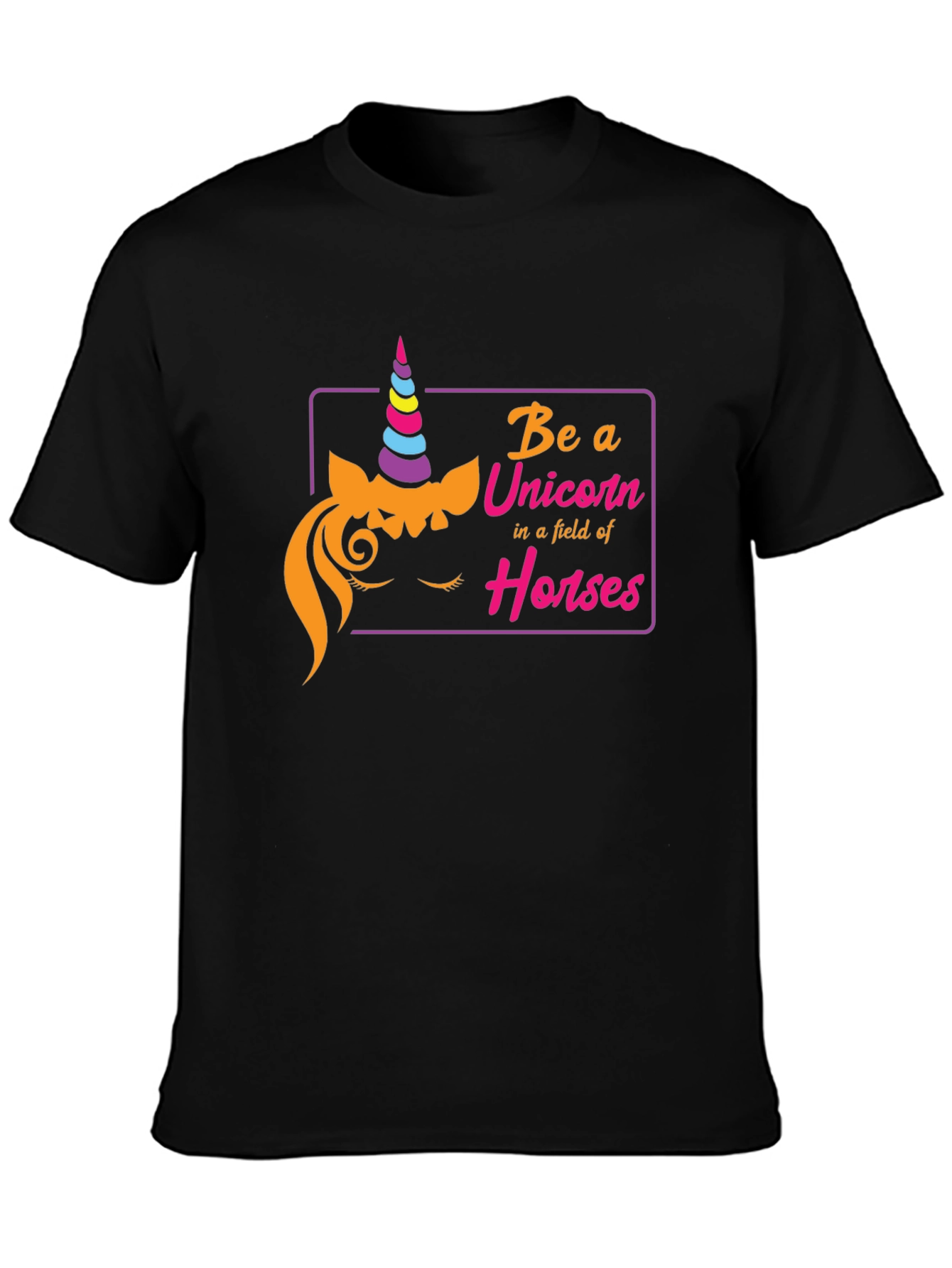 Black Be a Unicorn T-Shirt - Fun Novelty Tee view 3