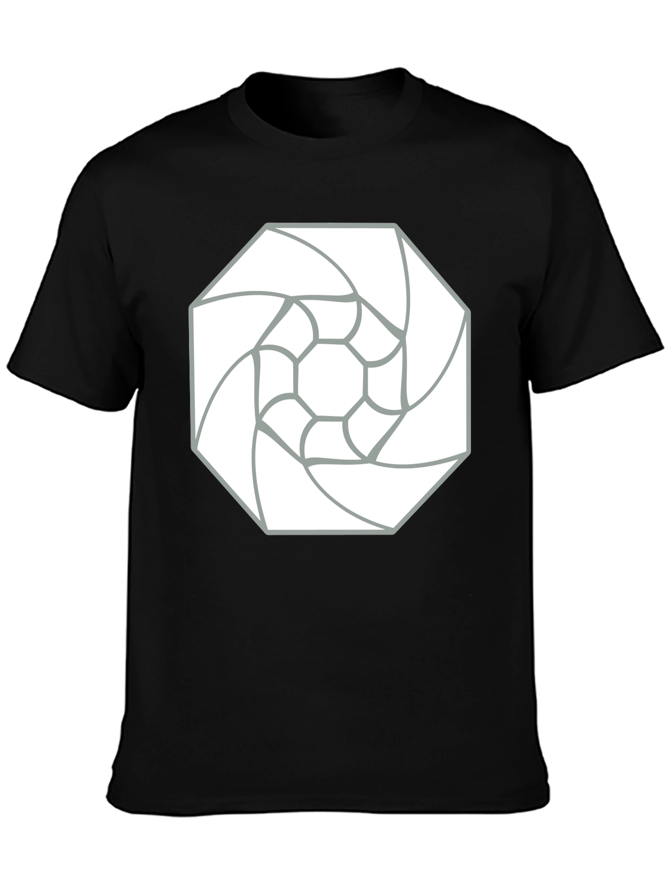 Black Abstract Geometric Tee - Black Cotton Graphic T-Shirt view 3