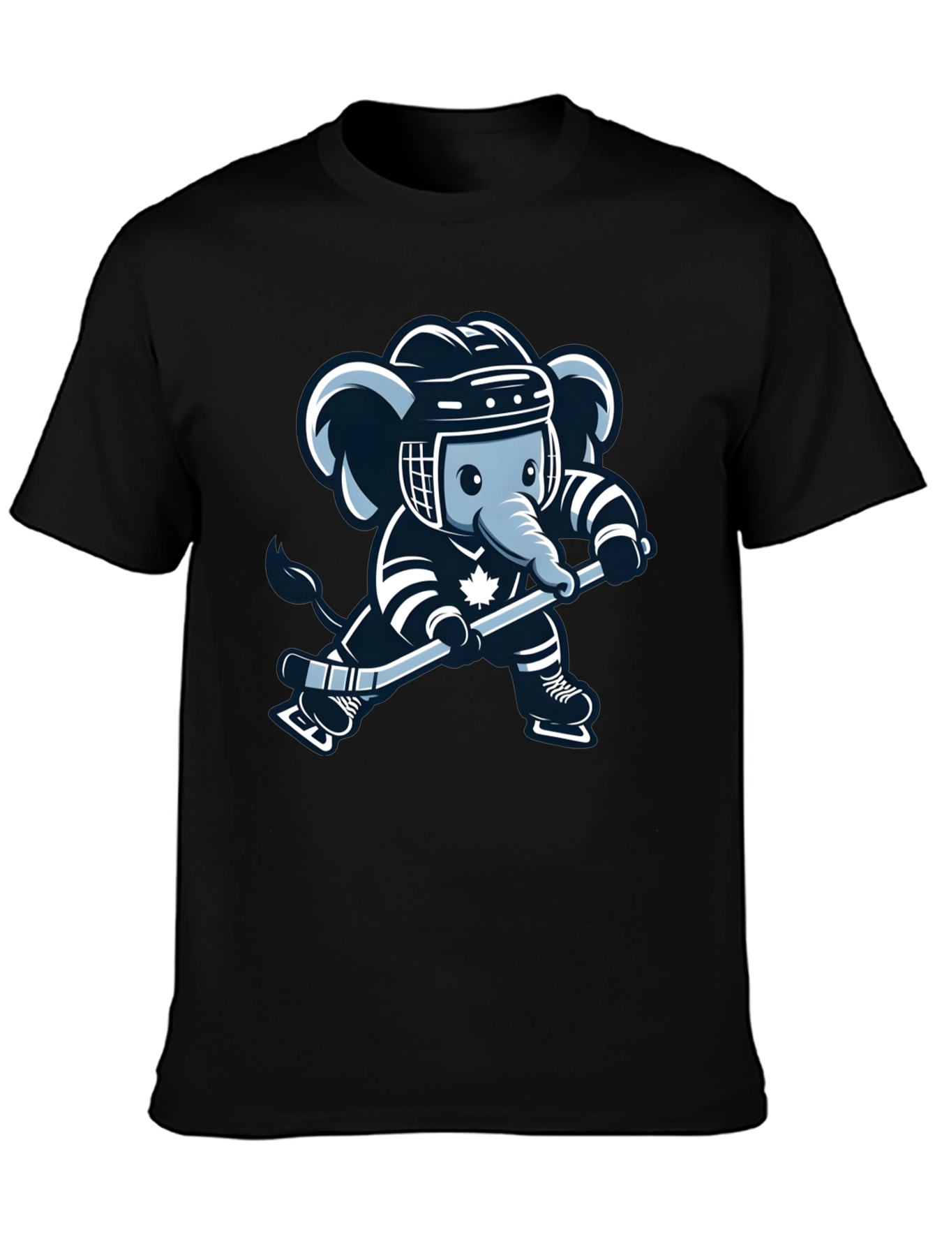 Black Hockey Elephant Graphic Tee - Black Cotton T-Shirt view 3
