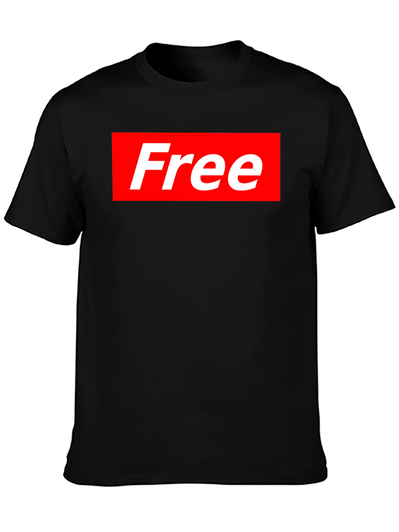 Black Free Supreme Style T-Shirt - Black Cotton Blend Tee view 3