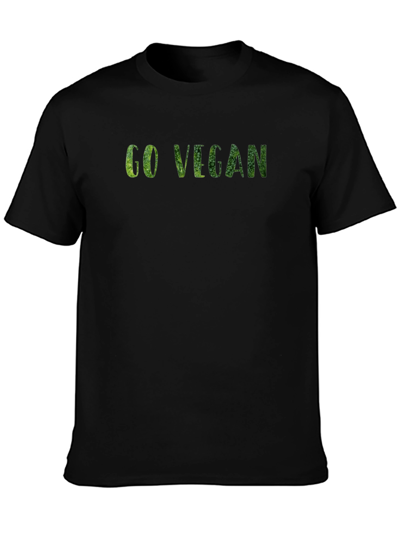 Black Go Vegan Graphic Tee - Black Cotton T-Shirt view 3