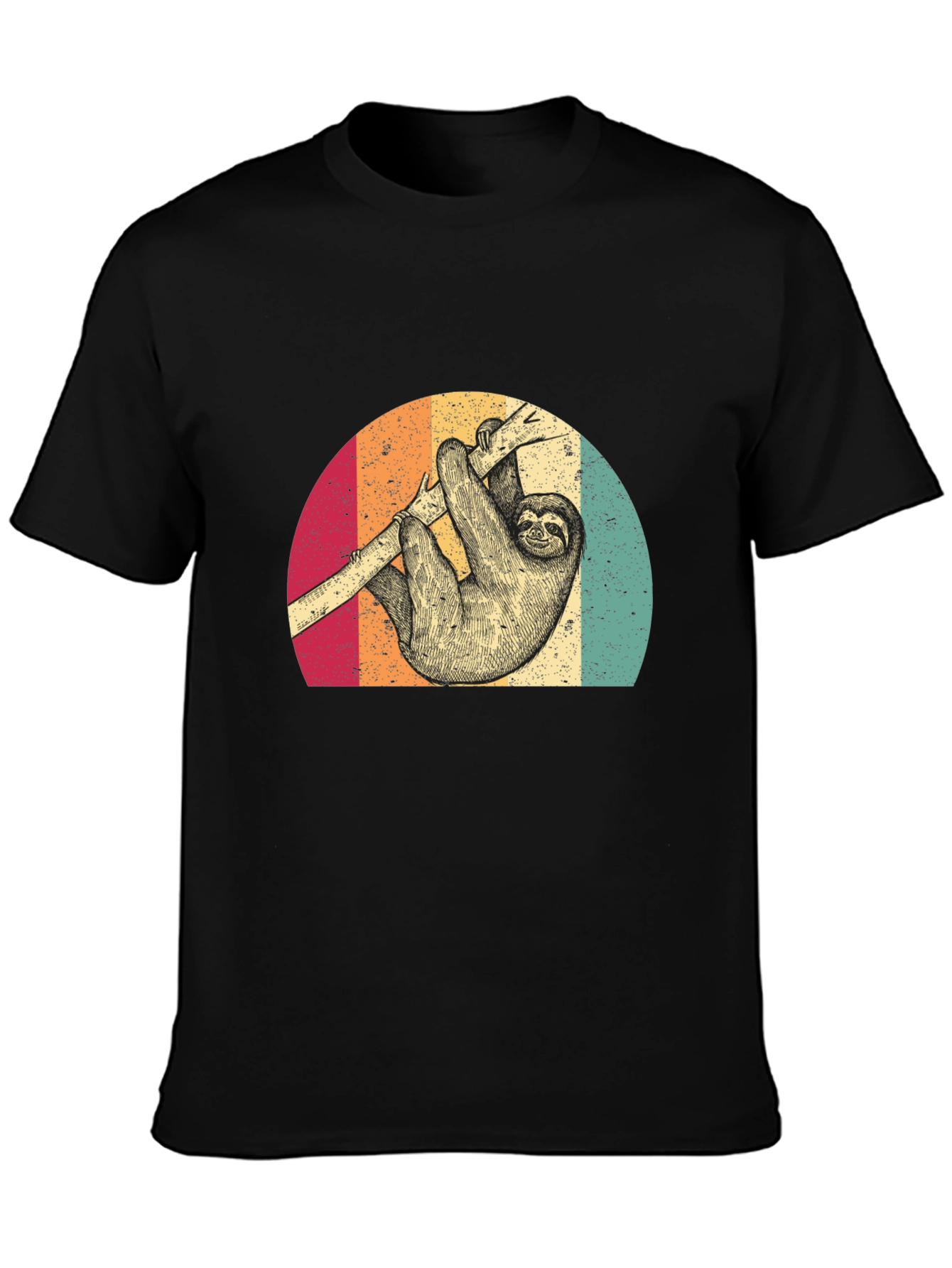 Black Retro Sloth T-Shirt view 3