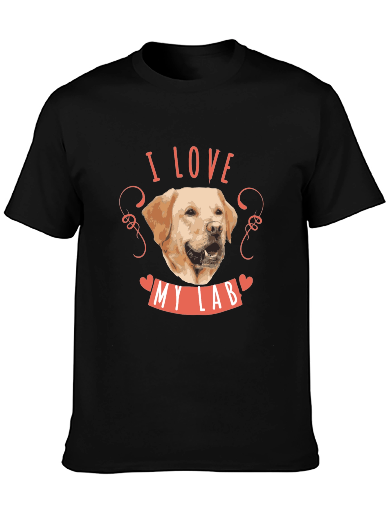 Black I Love My Lab Dog T-Shirt - Black Cotton Tee view 3