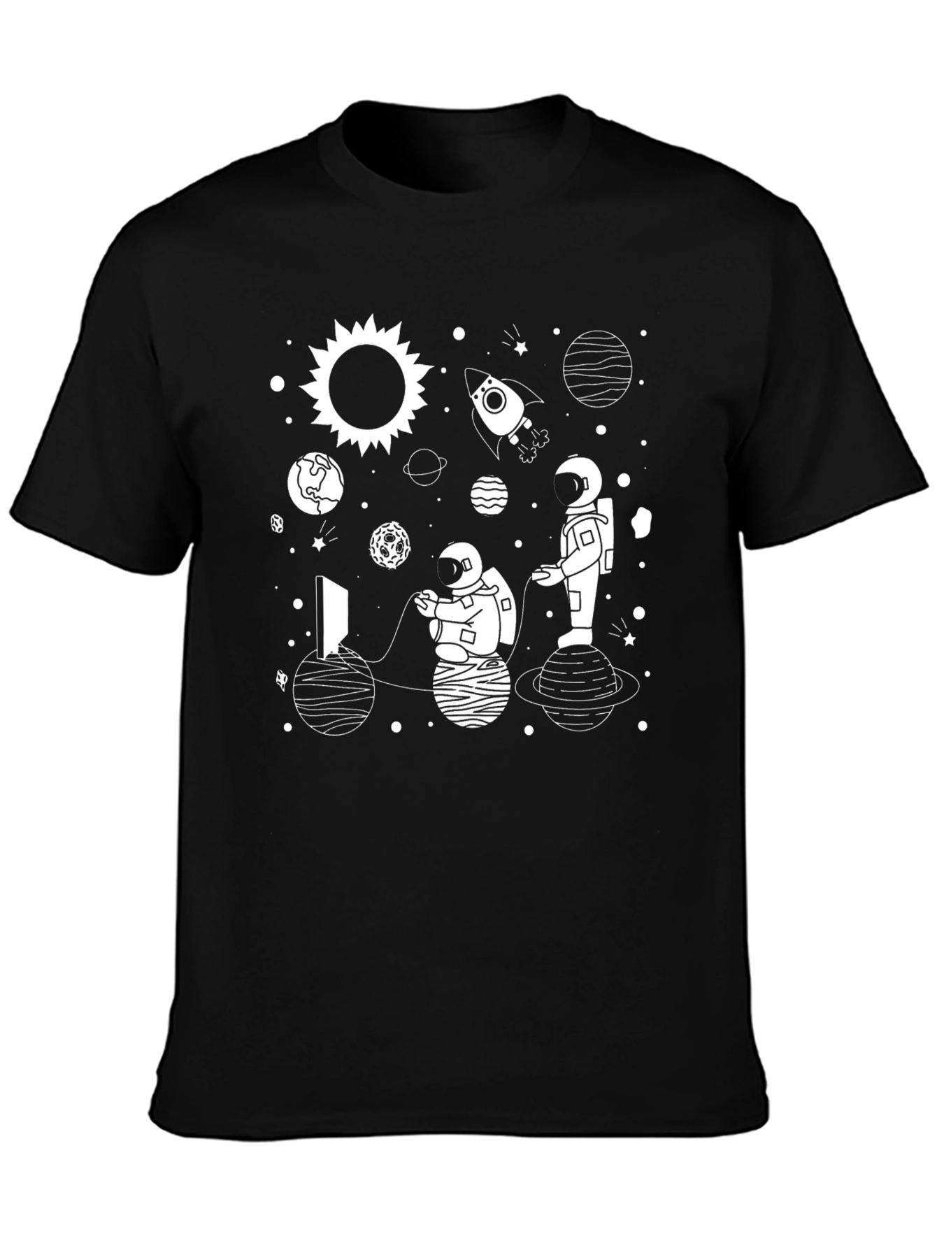 Black Astronaut Gaming T-Shirt - Space Lover Gift view 3