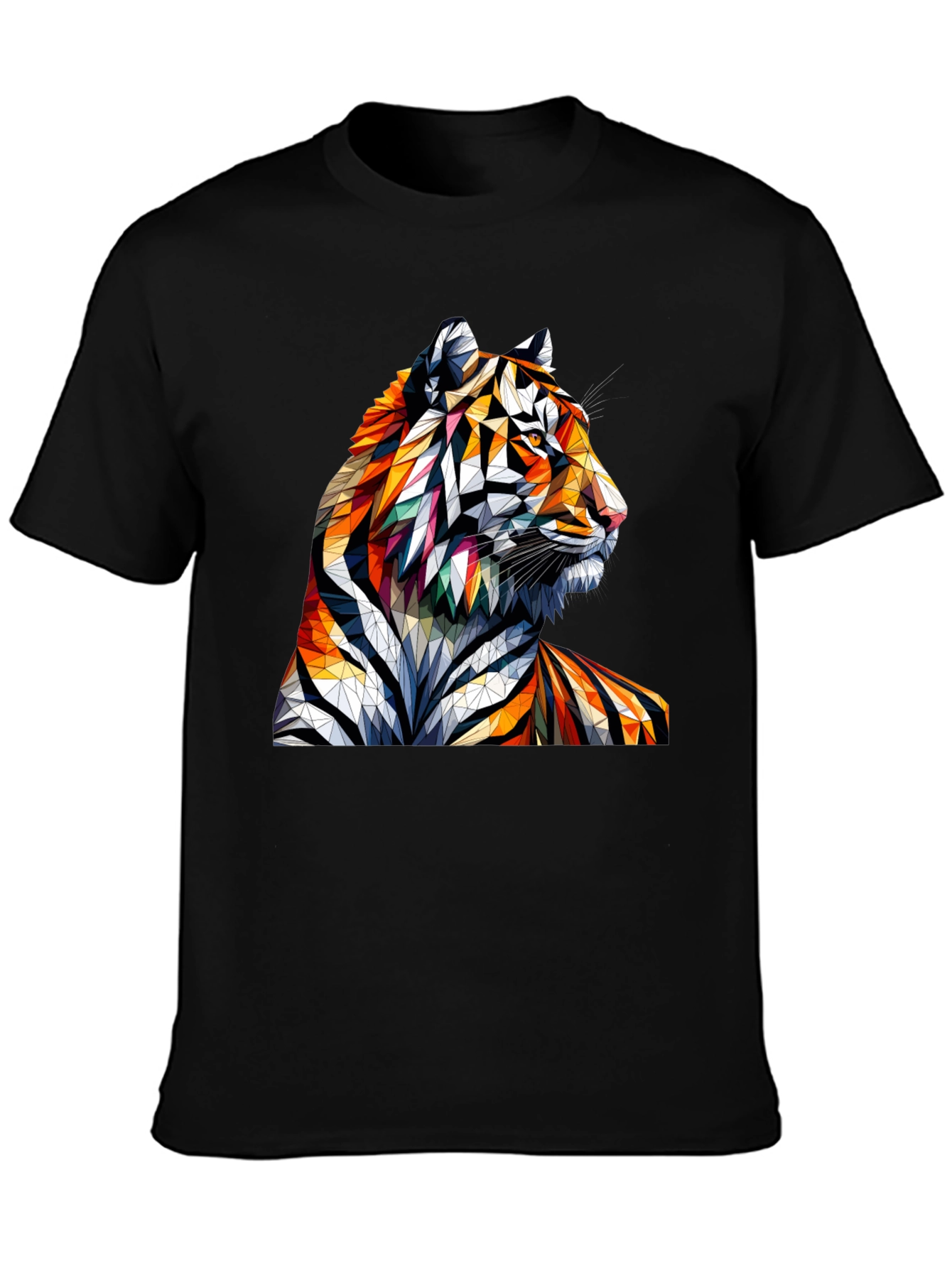 Black Geometric Tiger Graphic Tee - Unique Animal Art Shirt view 3