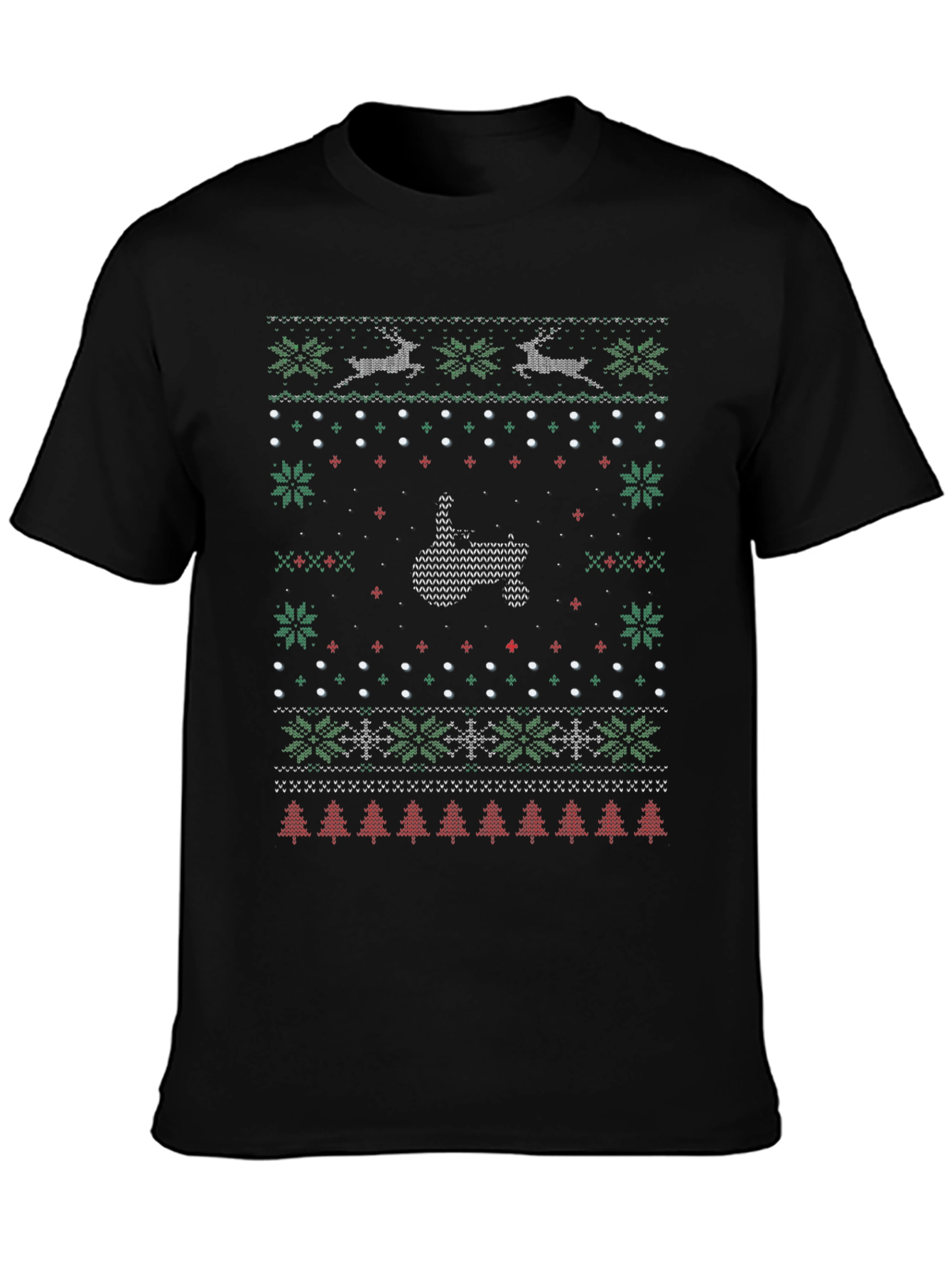Black Ugly Christmas Sweater Middle Finger T-Shirt view 3