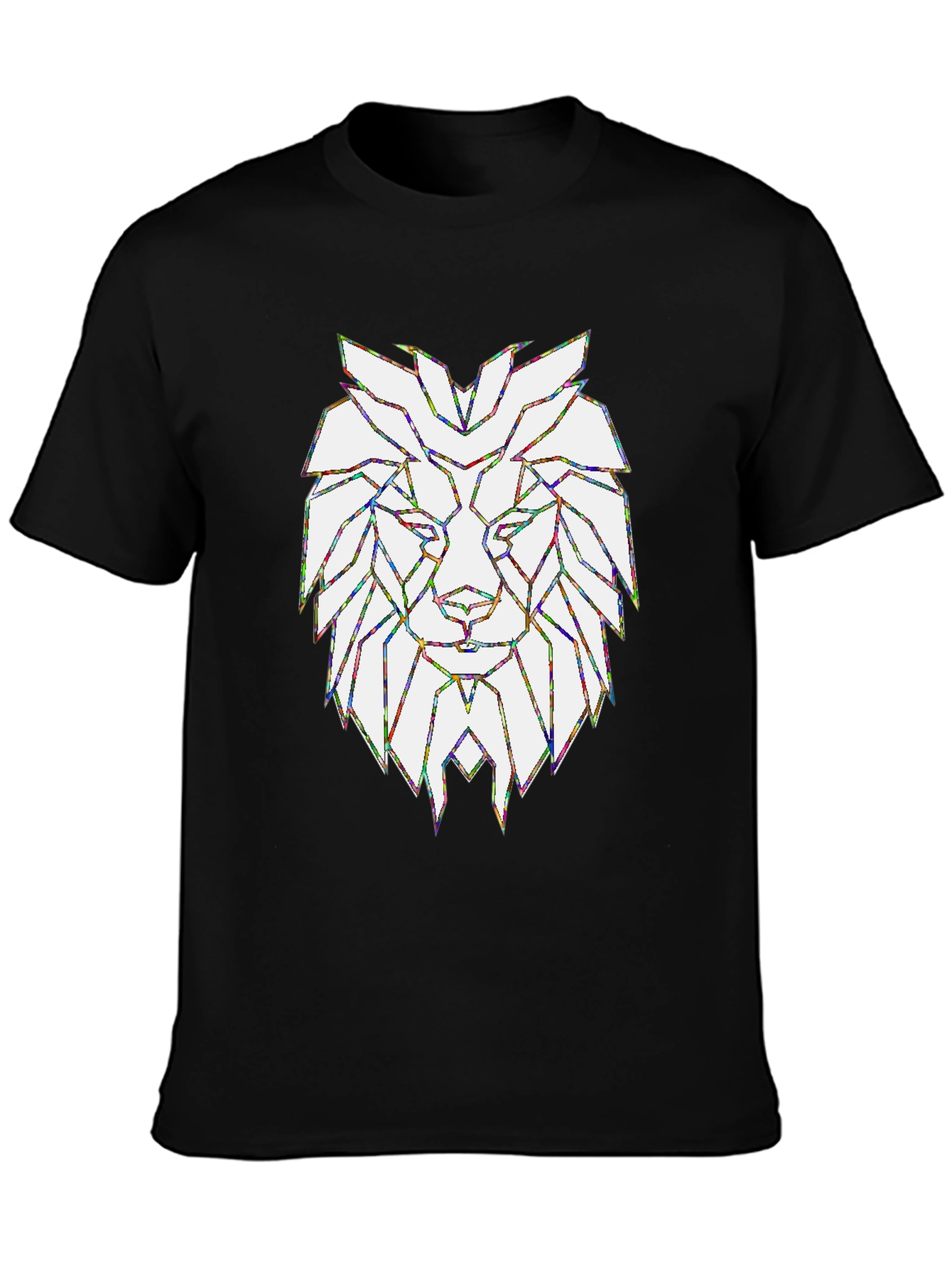 Black Geometric Lion Graphic T-Shirt - Stylish Men's Tee view 3
