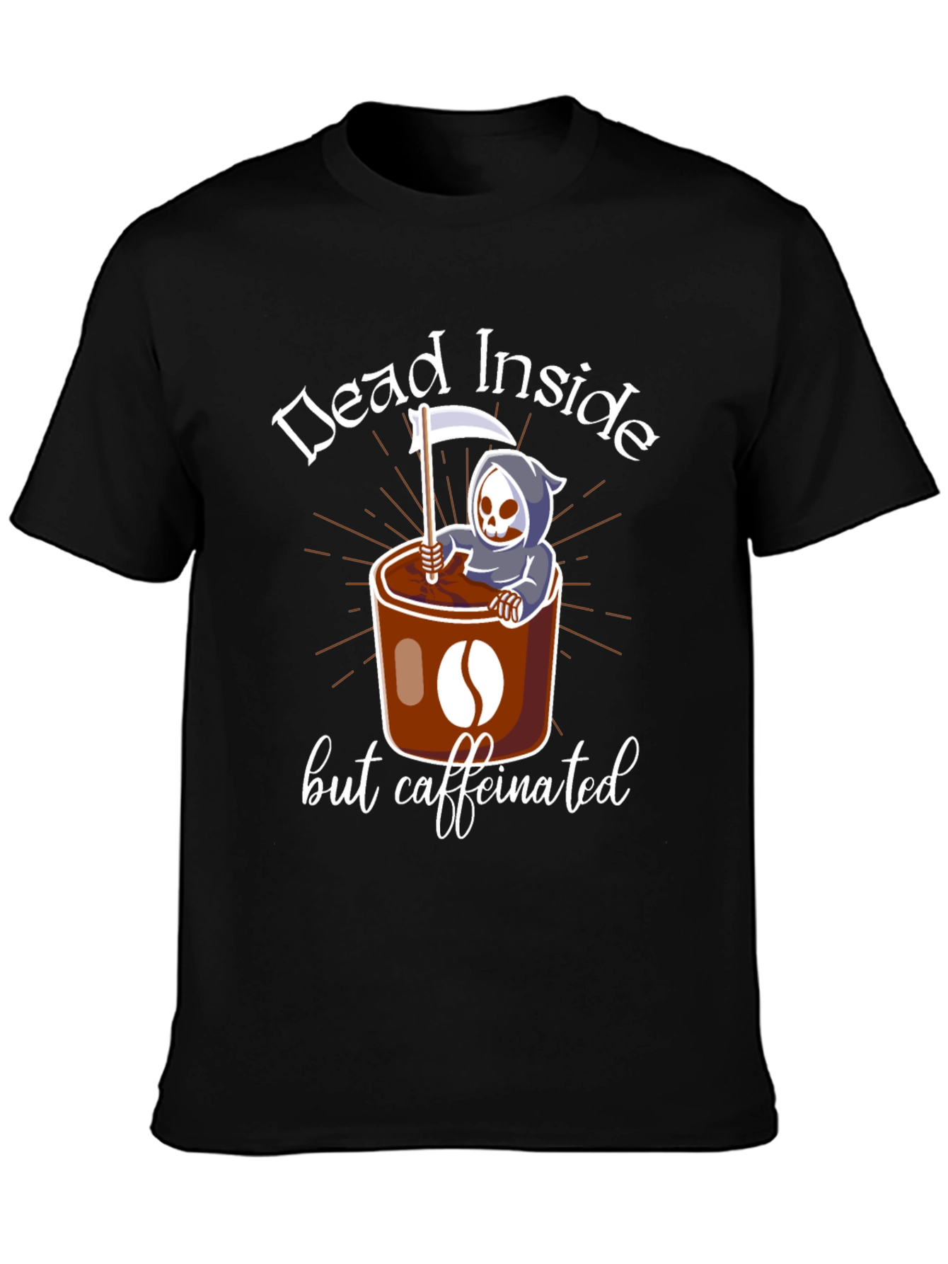 Black Dead Inside But Caffeinated T-Shirt view 3