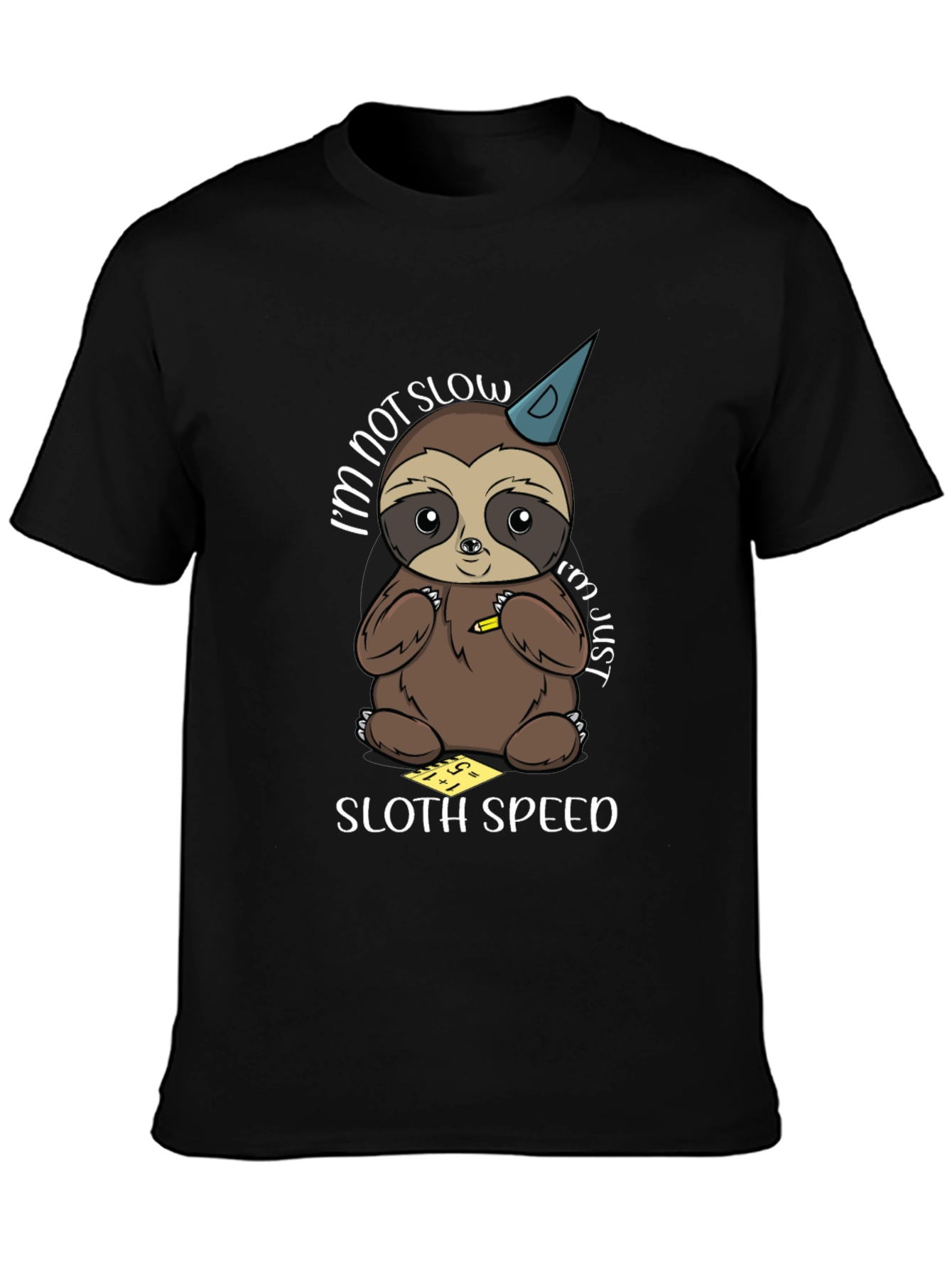 Black Cute Sloth Math T-Shirt - Sloth Speed view 3
