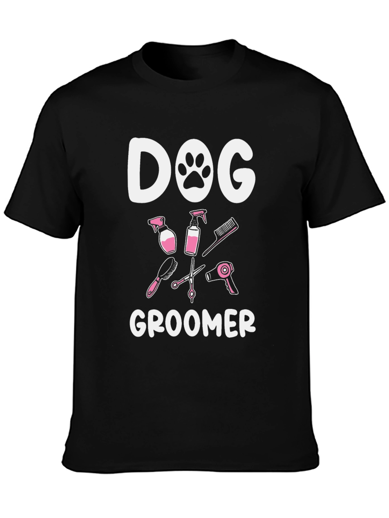Black Dog Groomer T-Shirt - Black Cotton Tee view 3