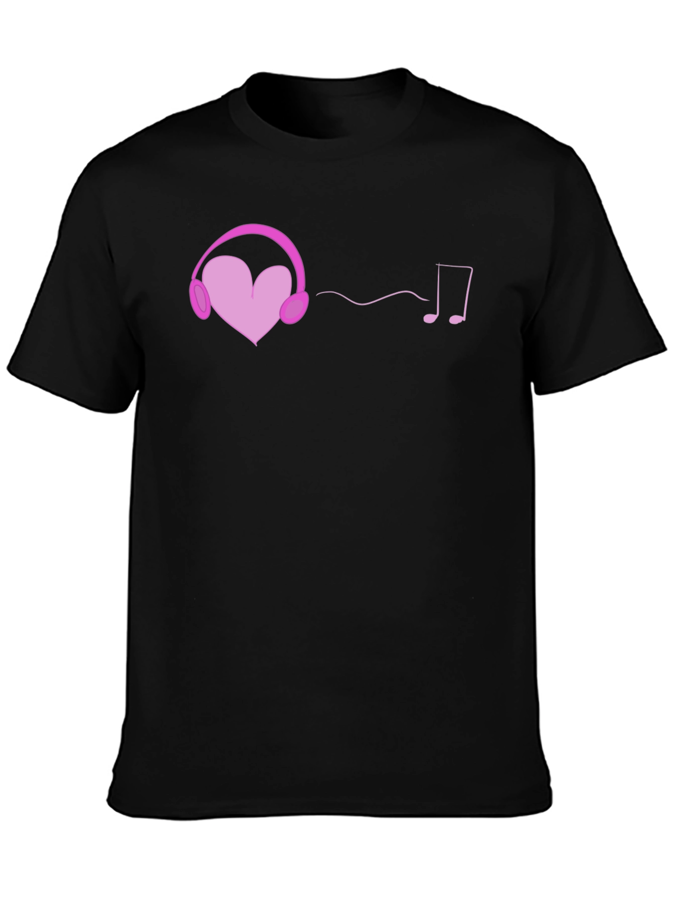 Black Heart Headphones Graphic Tee - Music Lover T-Shirt view 3