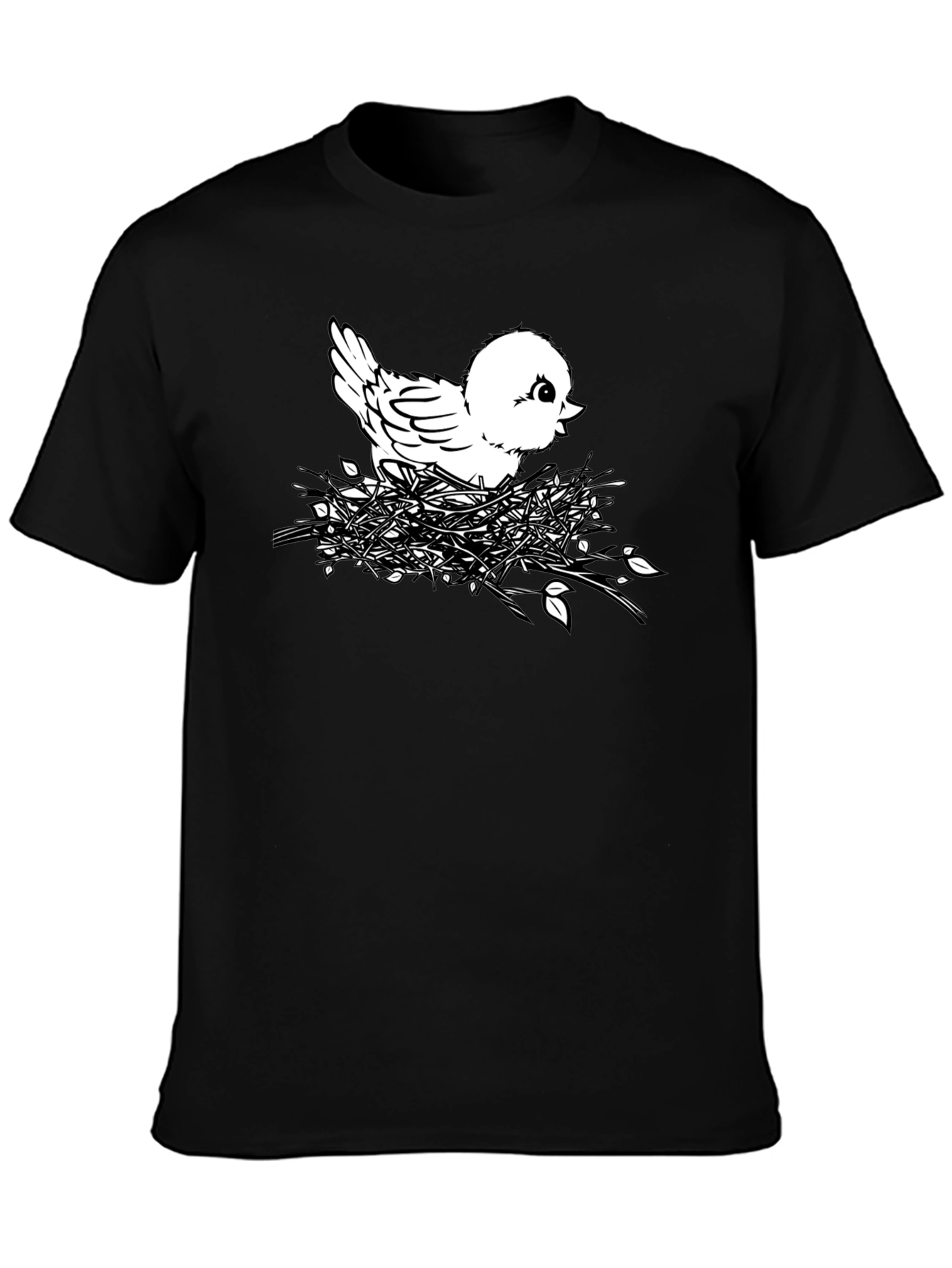 Black Cute Chick in Nest Graphic T-Shirt - Black view 3
