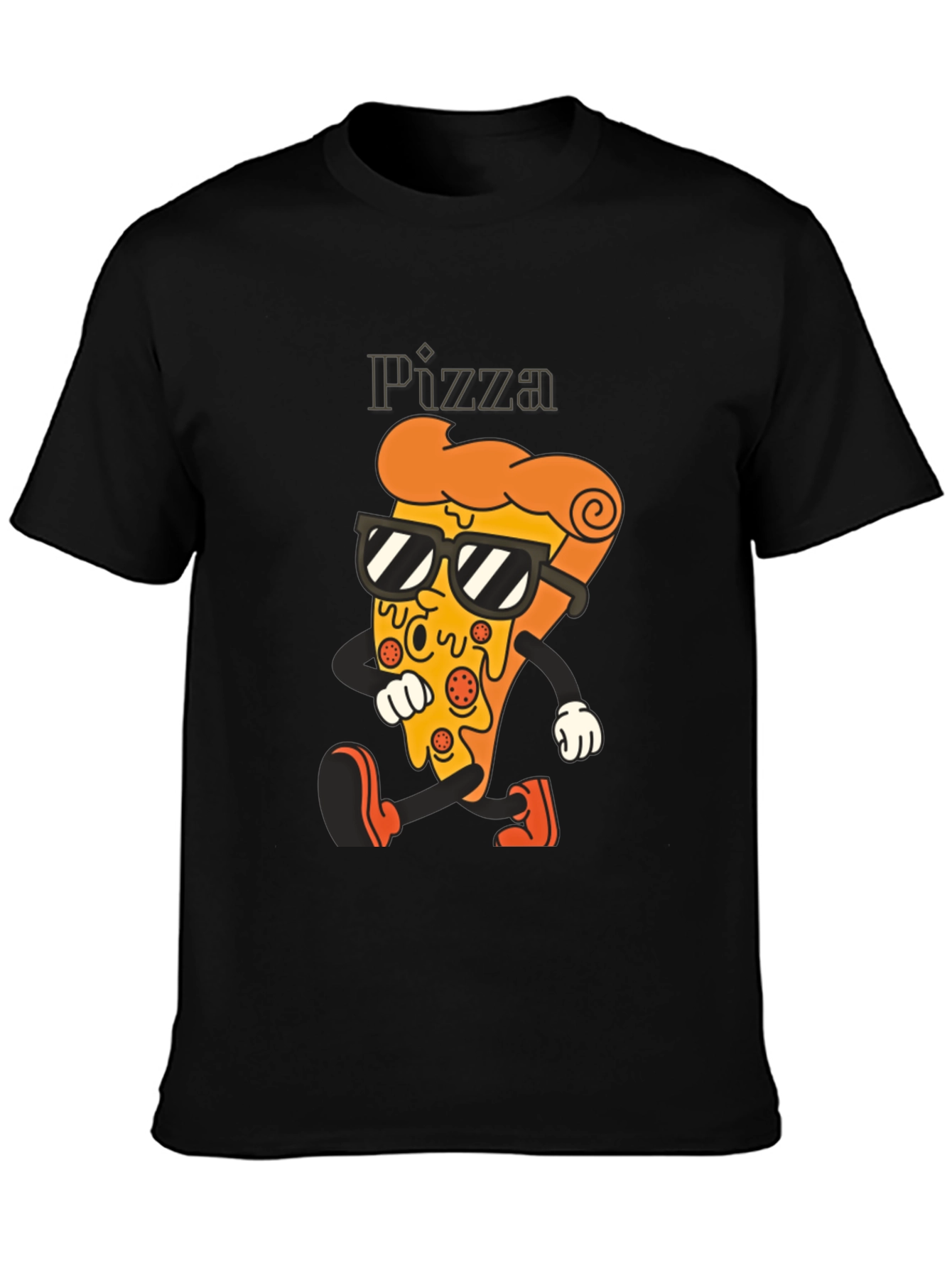 Black Cool Pizza Slice Graphic Tee - Black T-Shirt view 3
