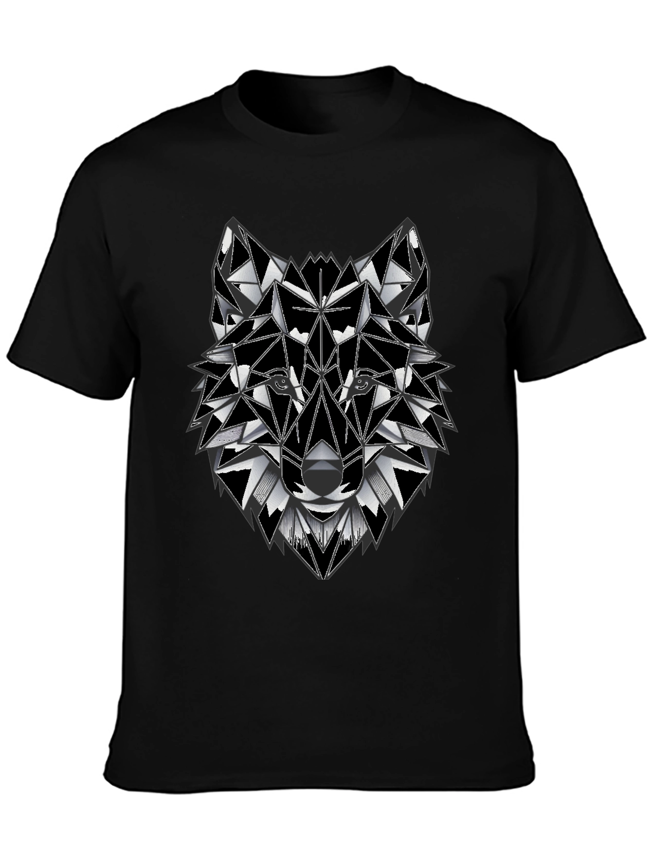 Black Geometric Wolf Graphic Tee - Stylish Men's T-Shirt view 3