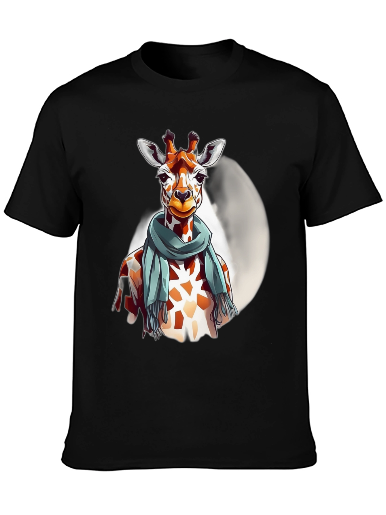 Black Giraffe Scarf Graphic Tee - Unique Design view 3