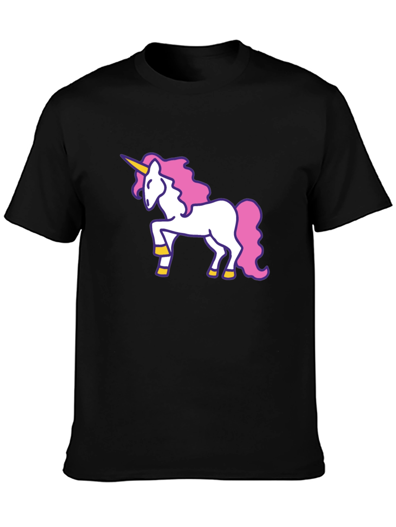Black Unicorn Graphic Tee - Black Cotton T-Shirt view 3