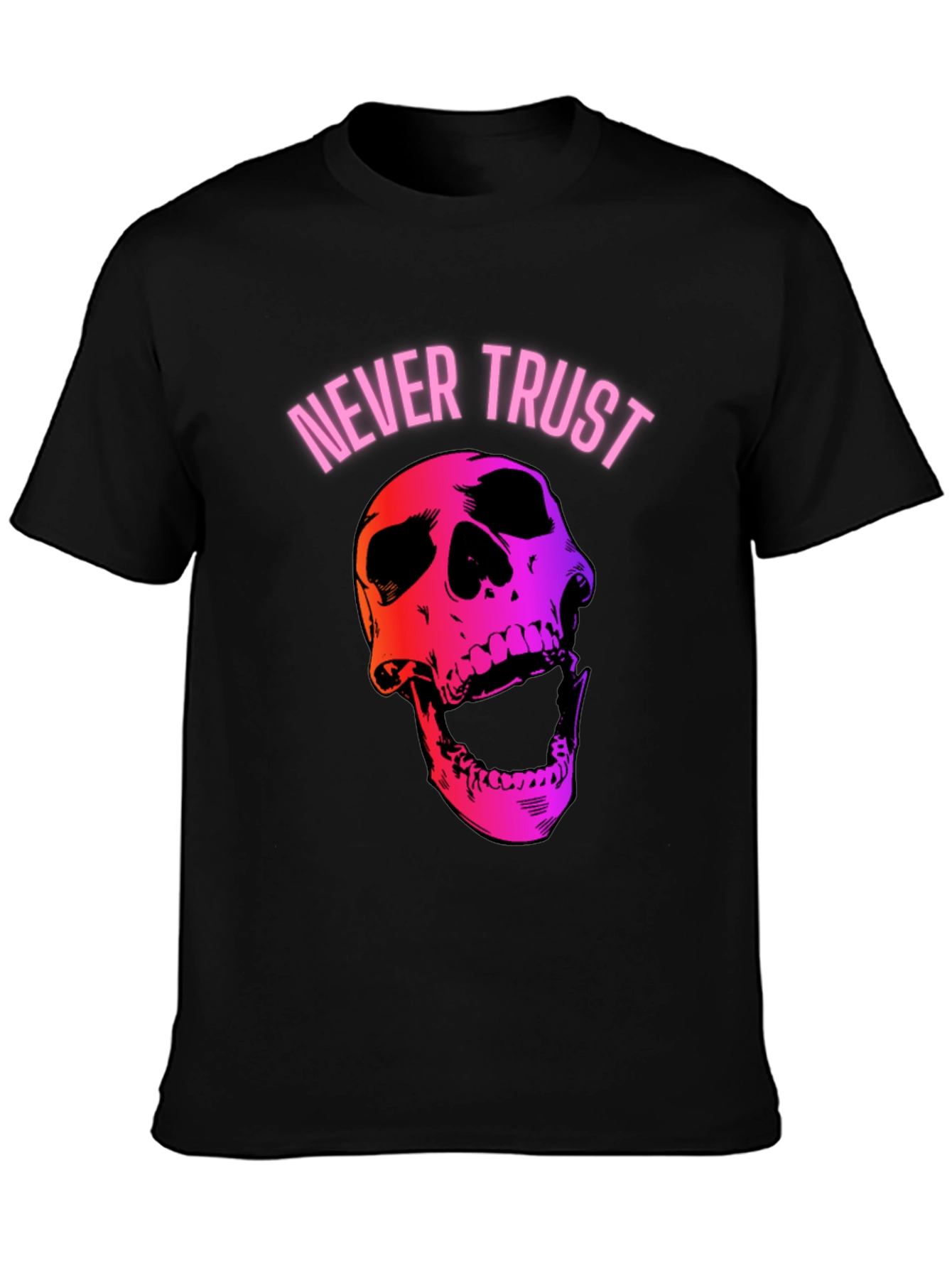 Black Never Trust Skull Graphic Tee view 3