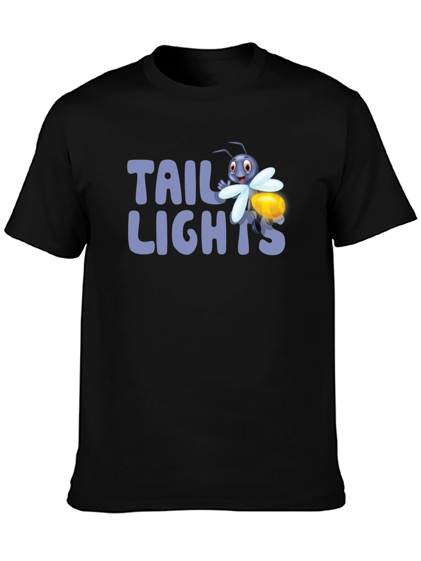 Black Tail Lights Firefly Graphic Tee - Black Cotton T-Shirt view 3
