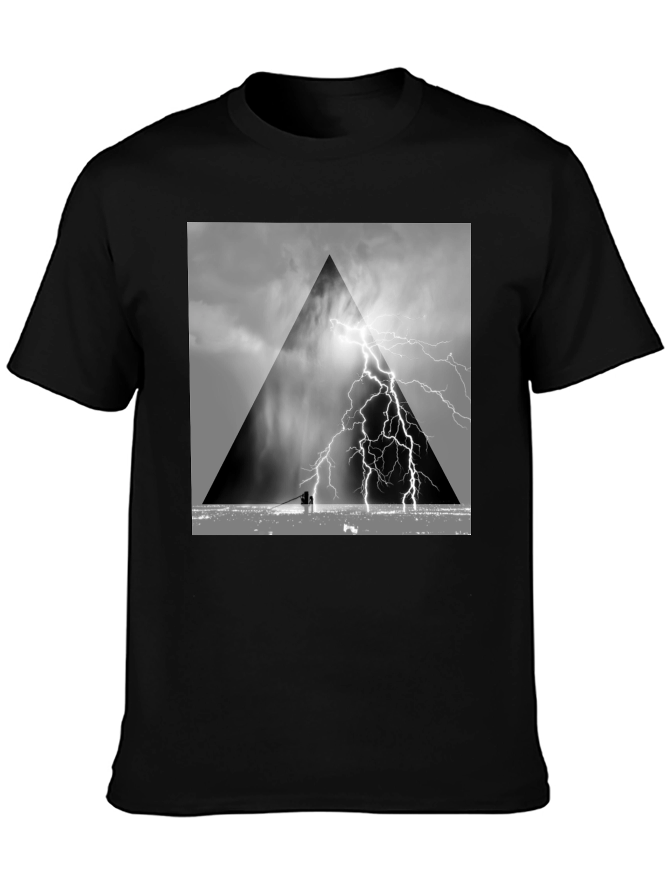 Black Stormy Triangle Graphic T-Shirt view 3